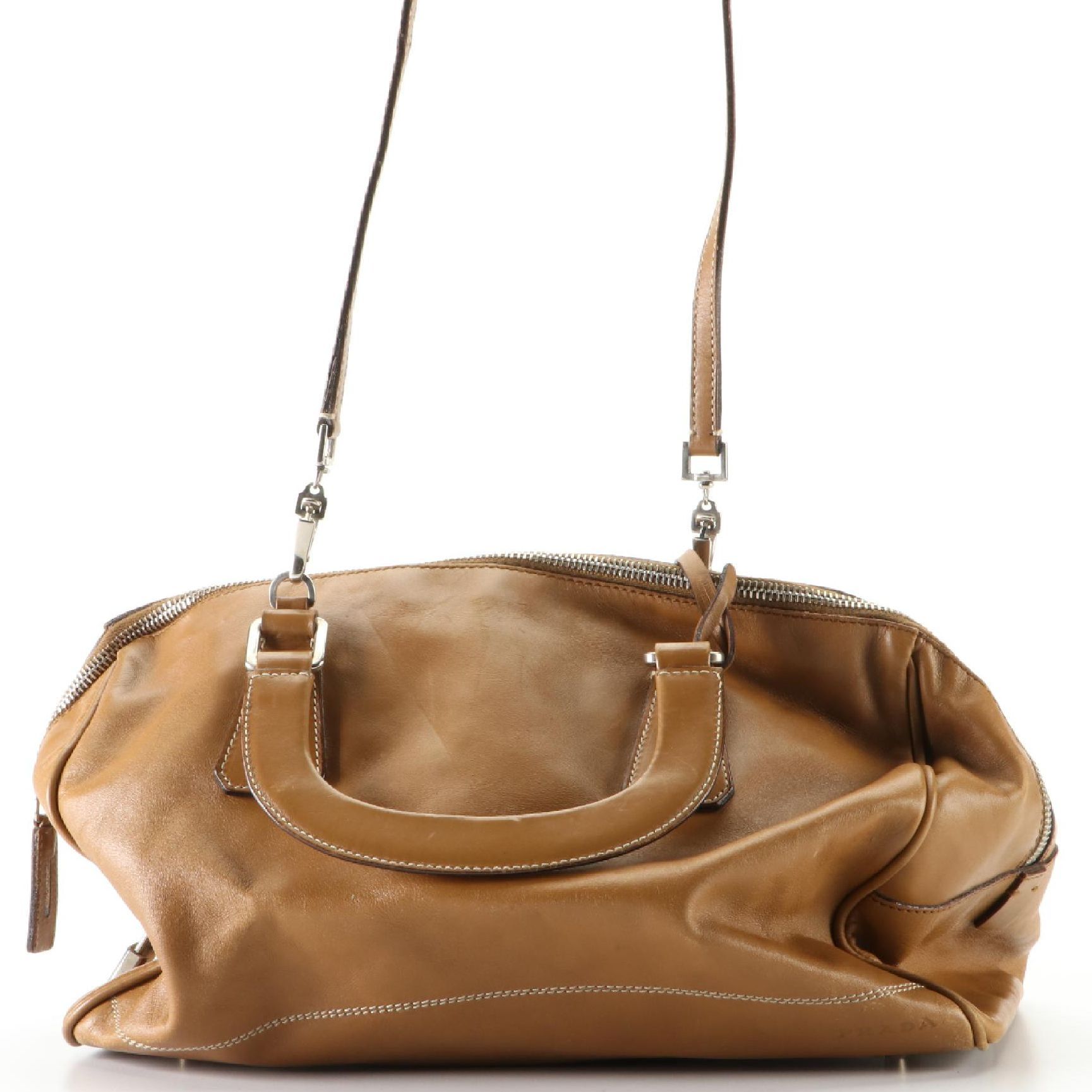 Prada Top Handle Bag in Leather with Detachable Shoulder Strap