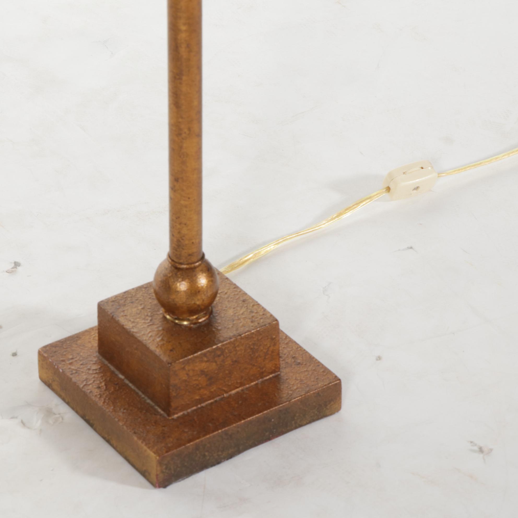 Pair of Copper Colored Table Lamps with Pressed Tin Shades