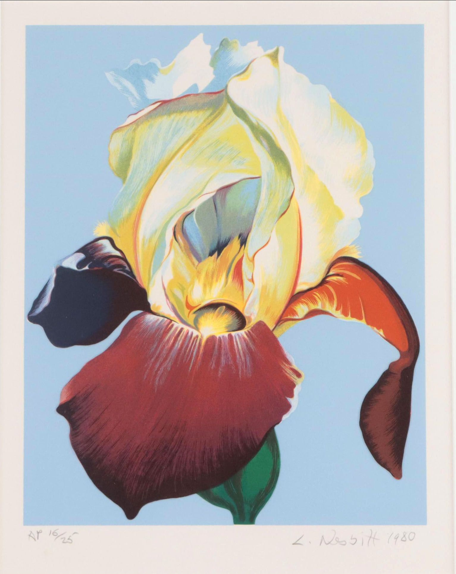 Lowell Blair Nesbitt Serigraph "Red and Yellow Iris," 1980