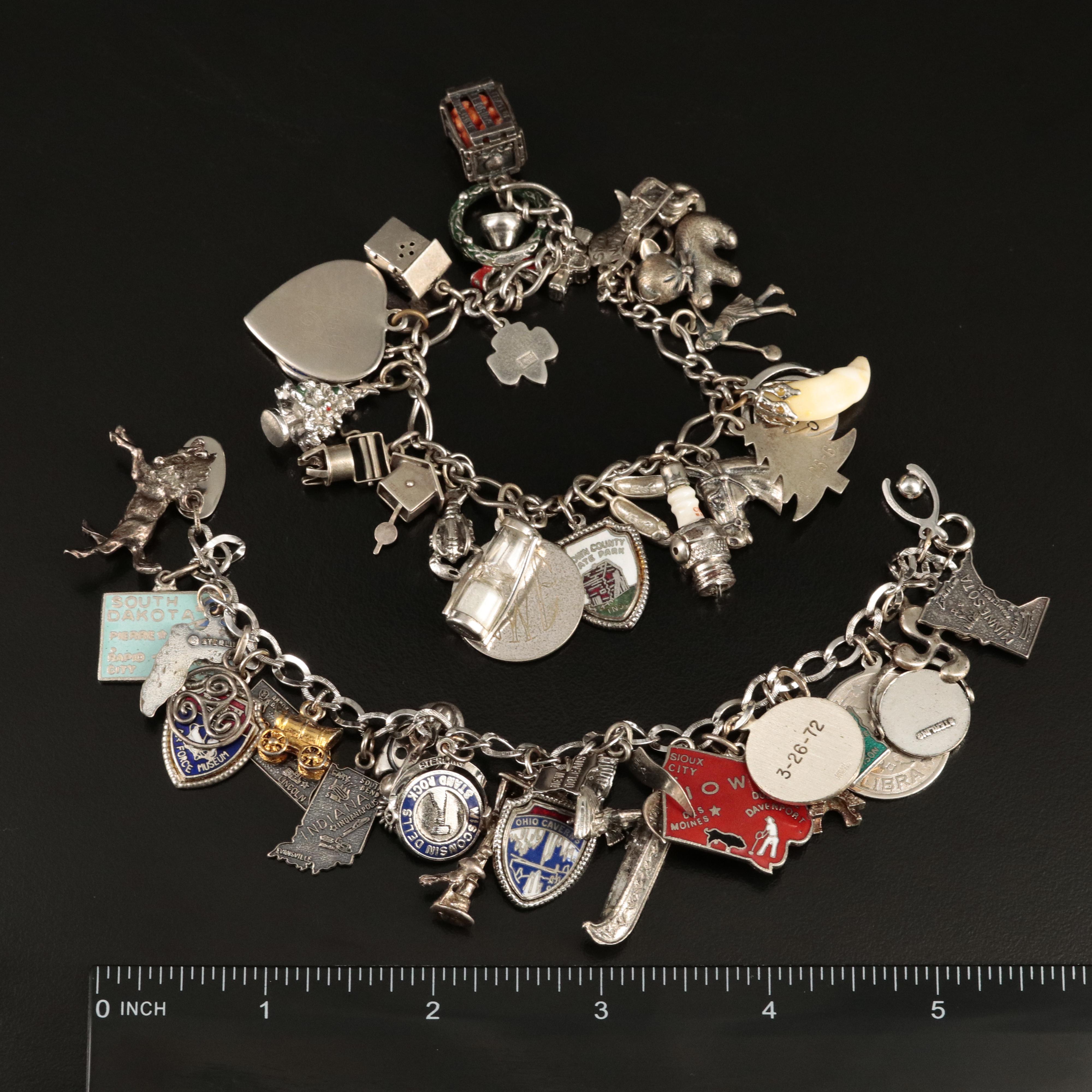 Danecraft Featured in Vintage Sterling Charm Bracelets Including Travel Theme