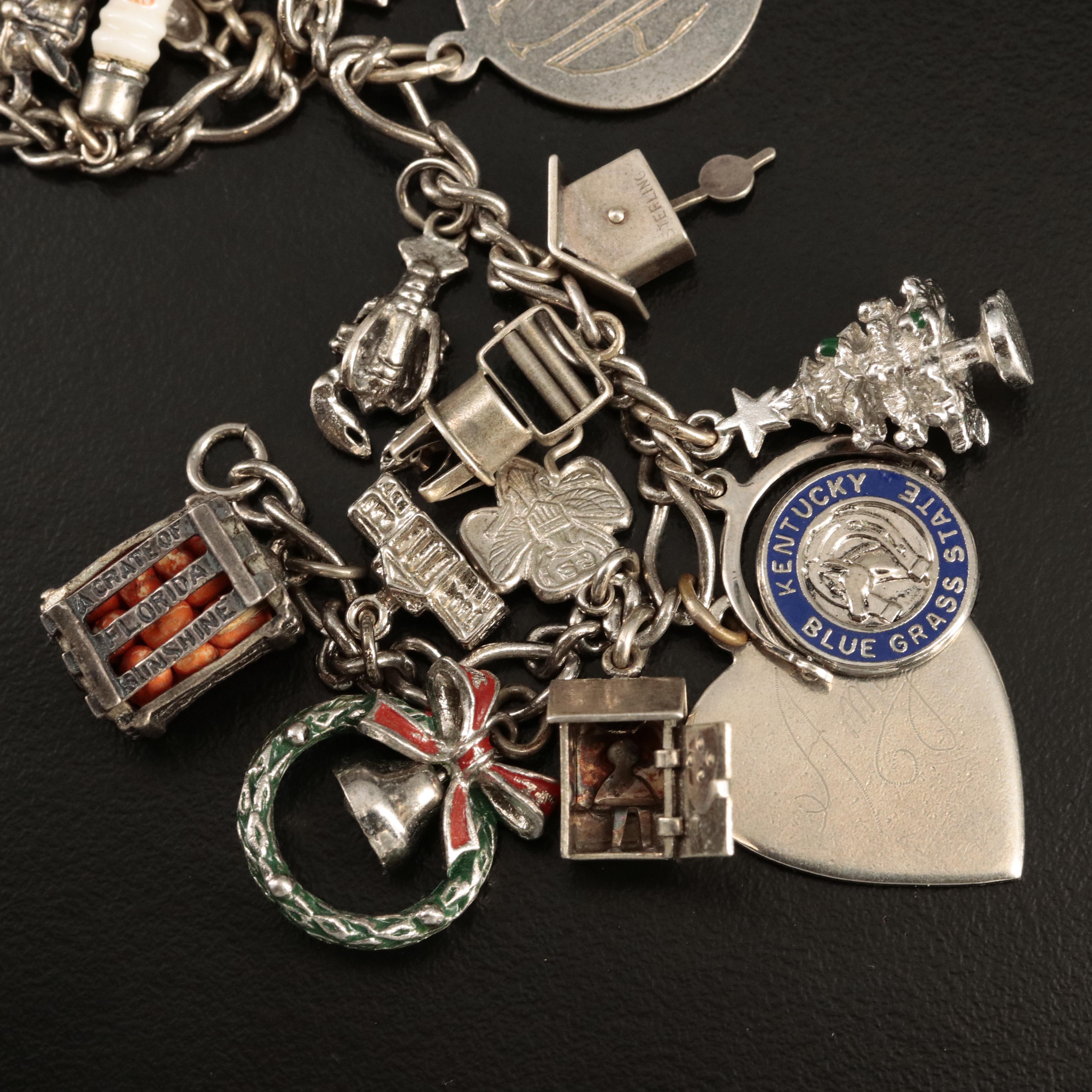 Danecraft Featured in Vintage Sterling Charm Bracelets Including Travel Theme