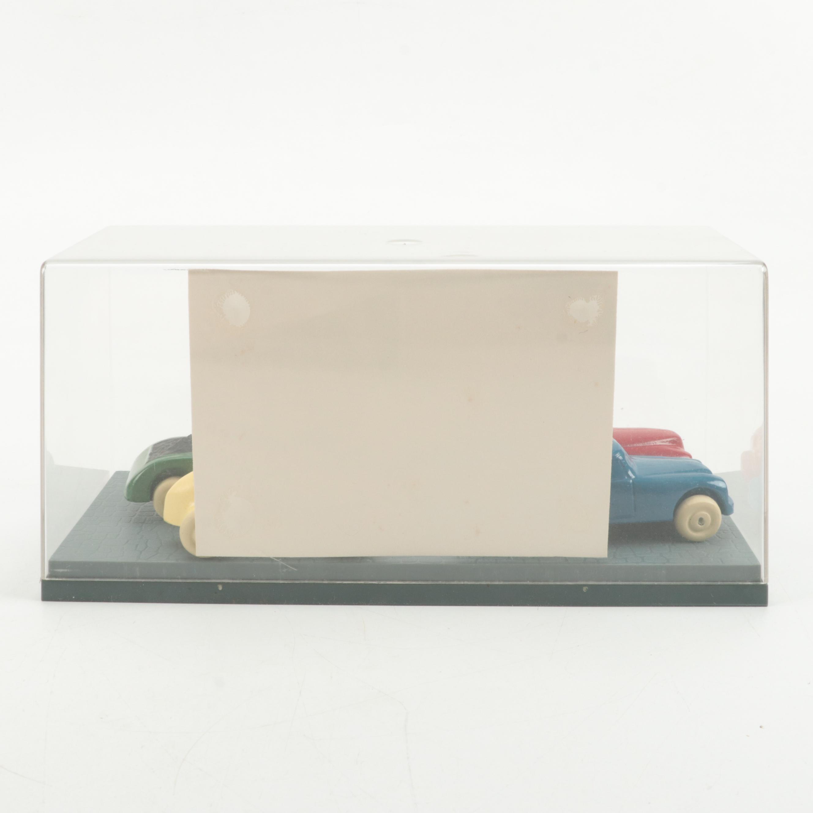 Model-Craft Wooden Car Set Including Racer, Coal Truck, Roadster and Sedan