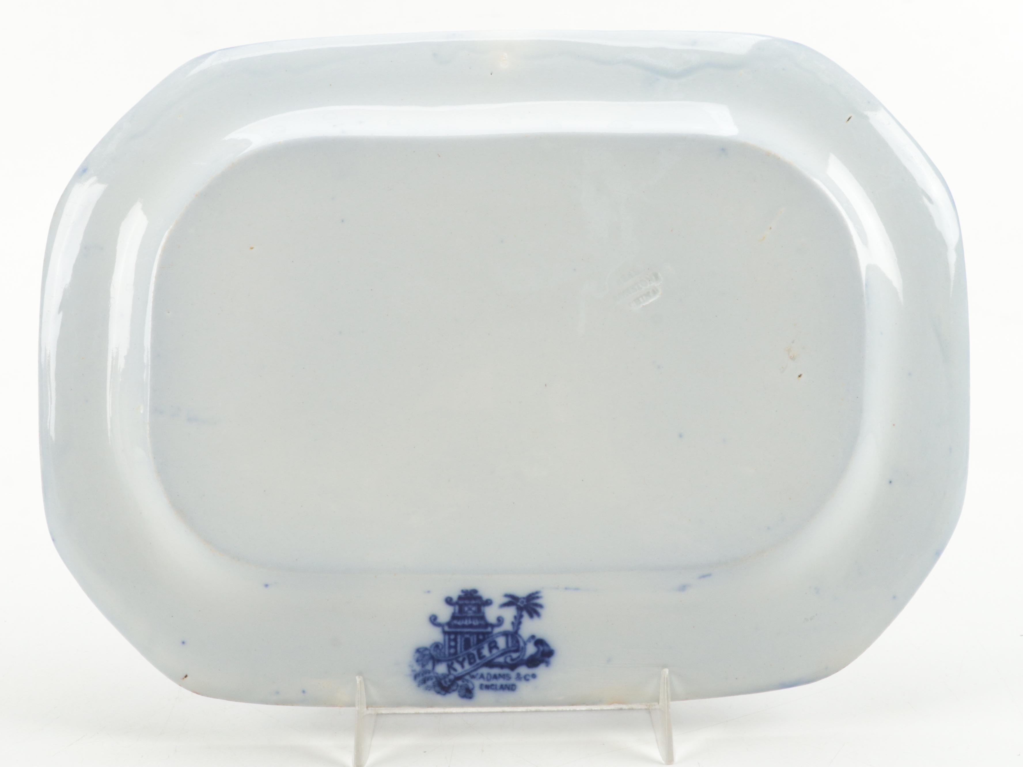 W. Adams & Co. "Kyber" Platter with Other Flow Blue Plates