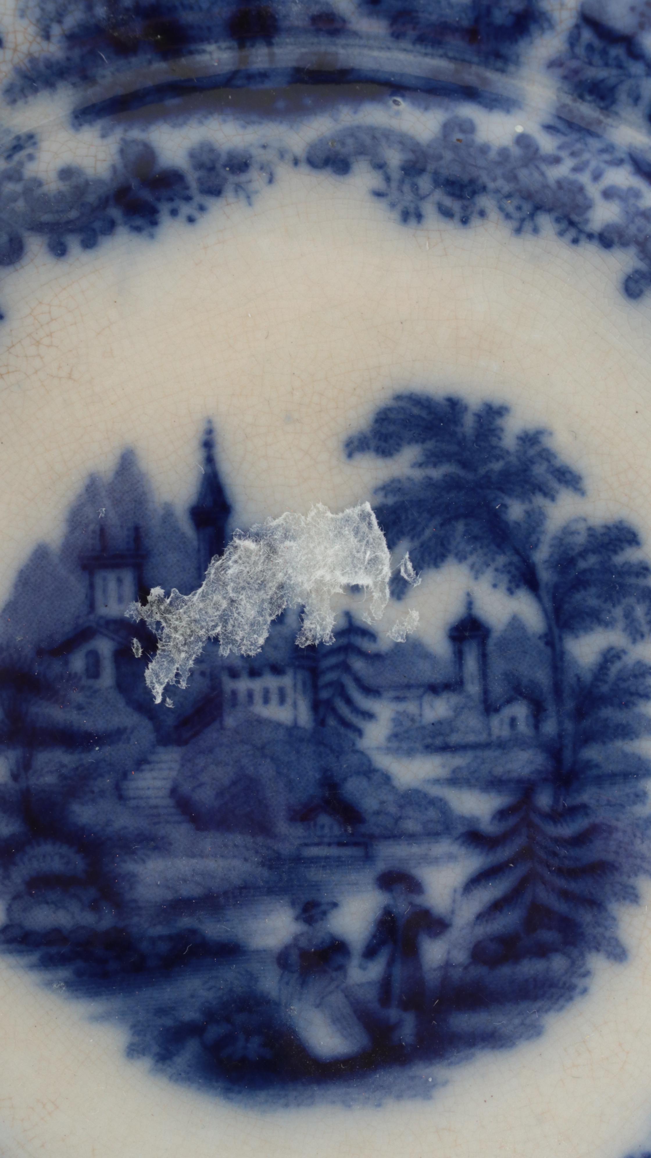 W. Adams & Co. "Kyber" Platter with Other Flow Blue Plates