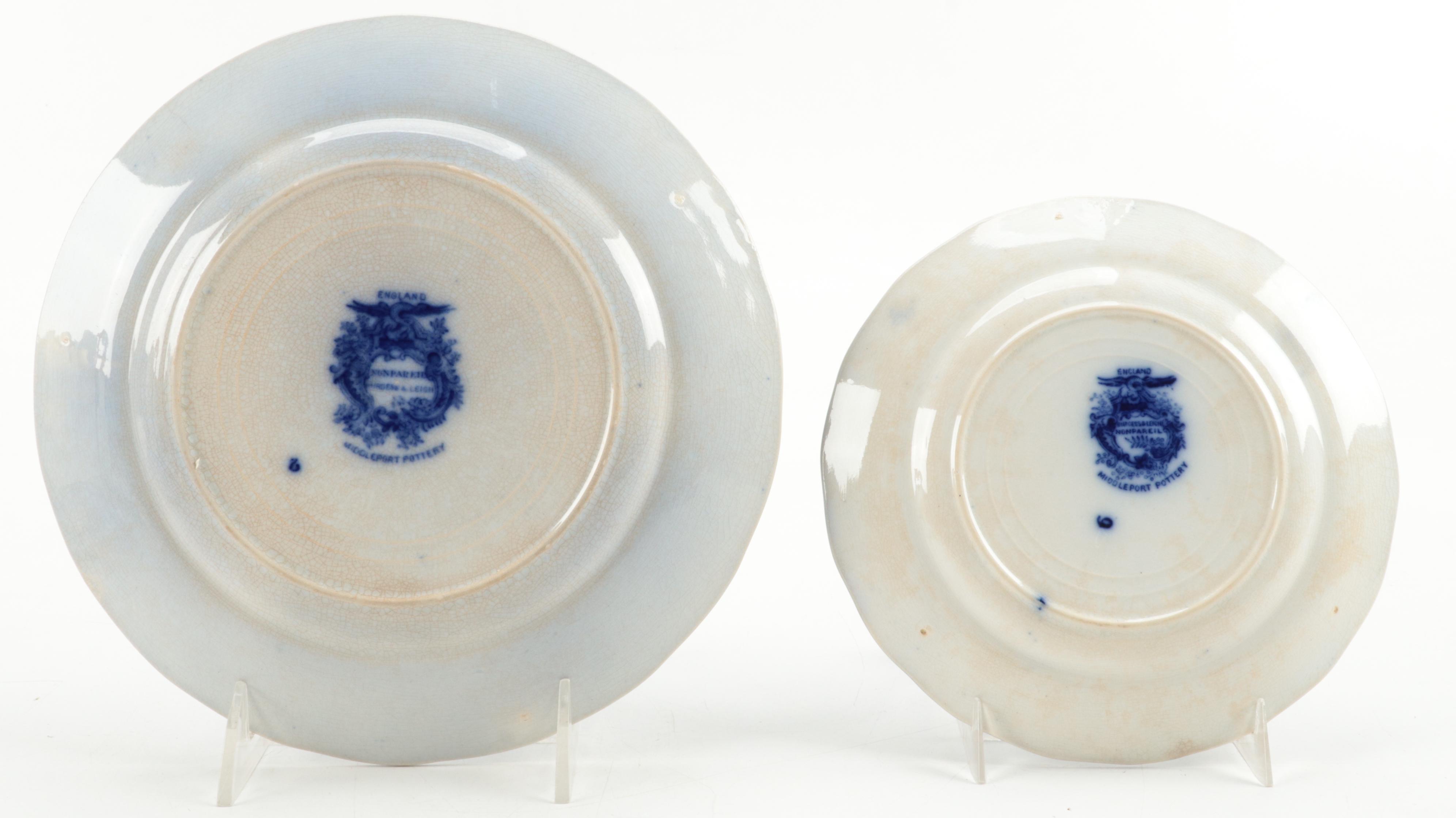 W. Adams & Co. "Kyber" Platter with Other Flow Blue Plates