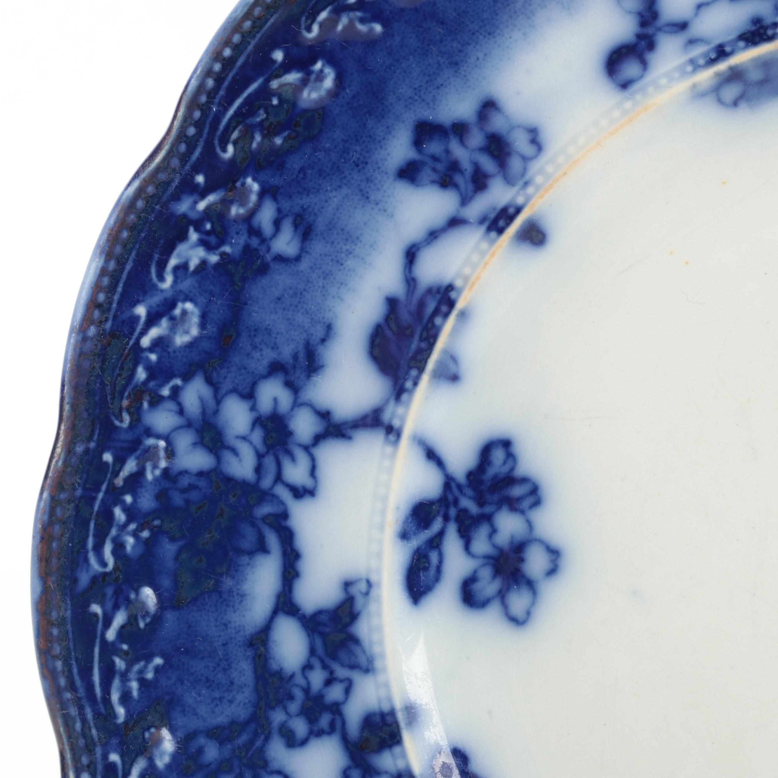 W. Adams & Co. "Kyber" Platter with Other Flow Blue Plates