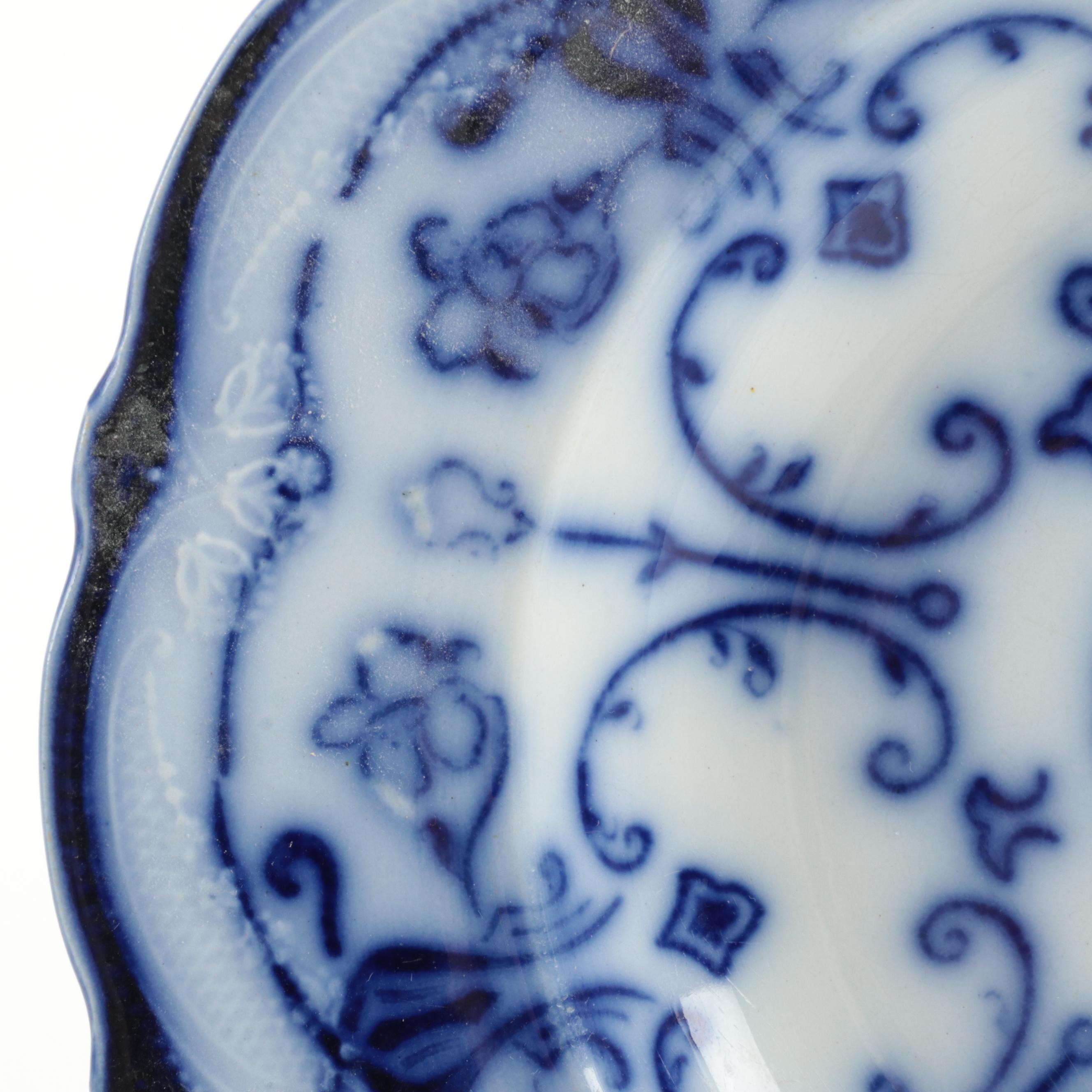 W. Adams & Co. "Kyber" Platter with Other Flow Blue Plates