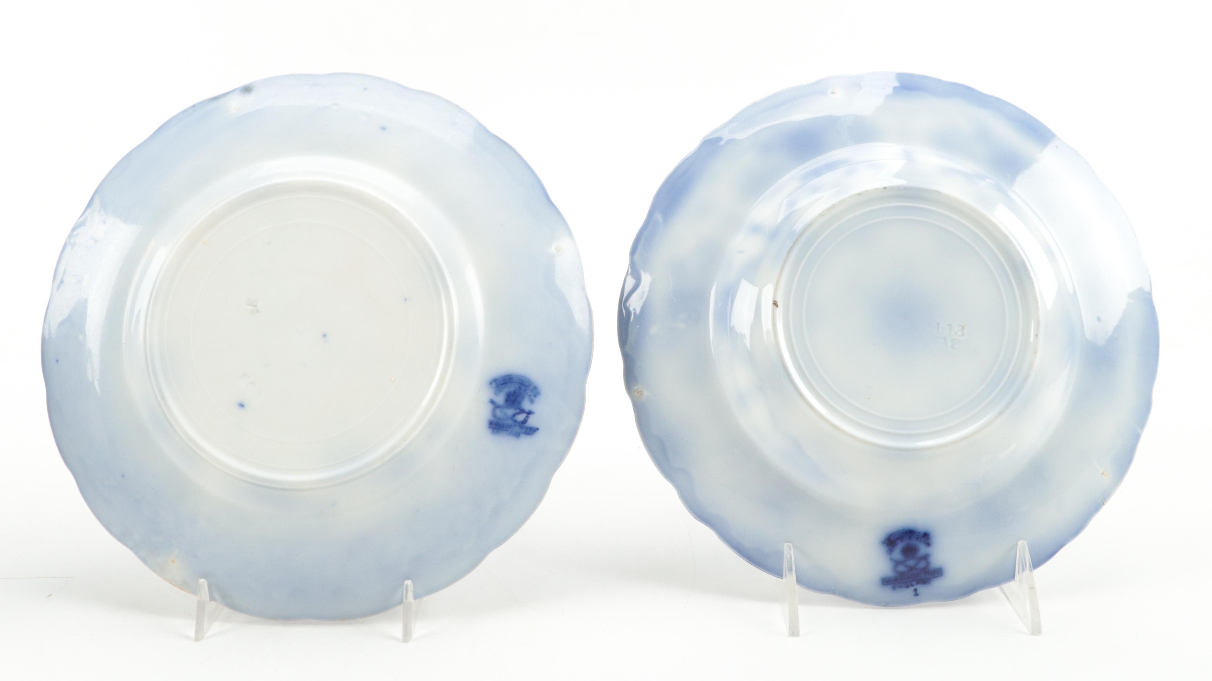 W. Adams & Co. "Kyber" Platter with Other Flow Blue Plates