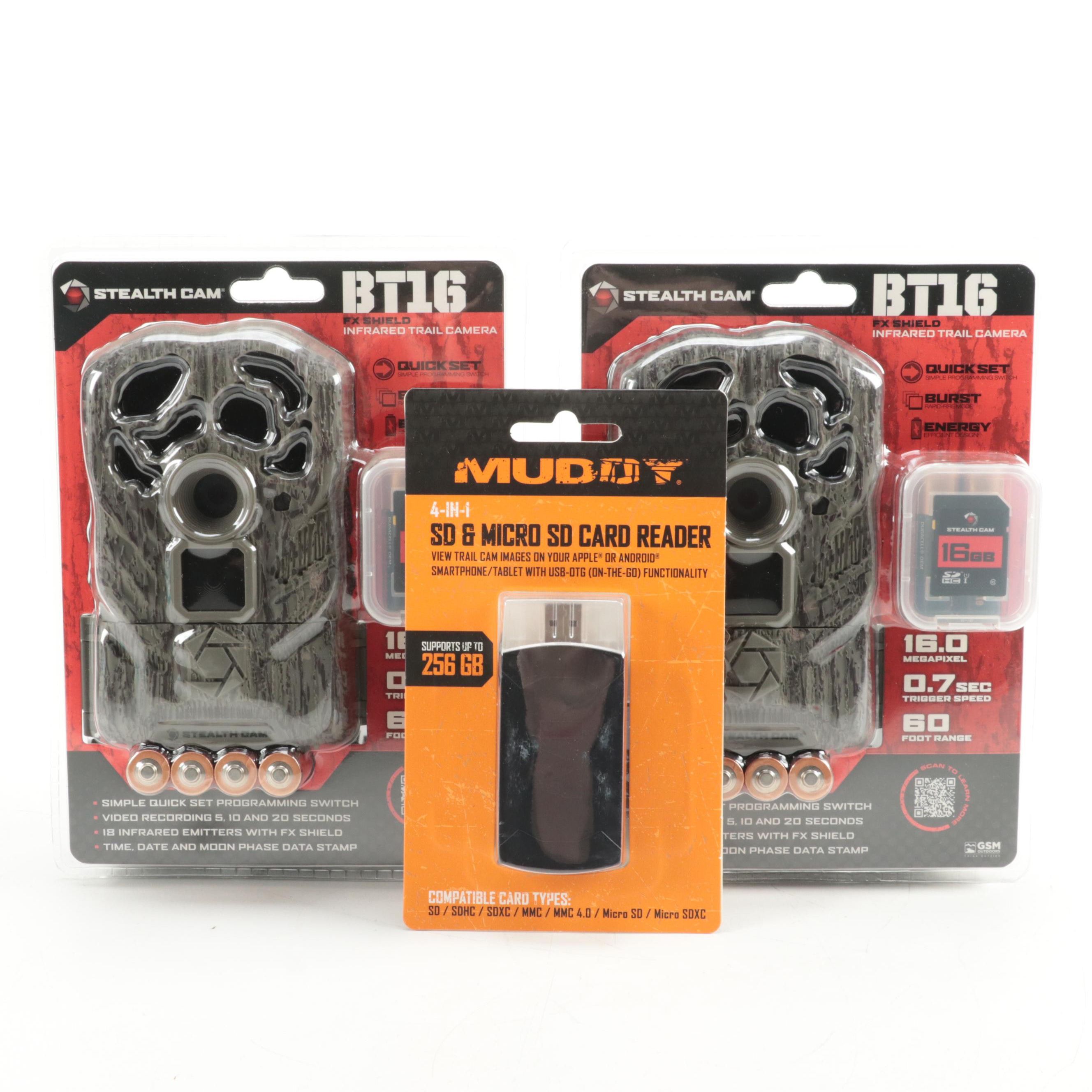 Stealth Cam BT16 Infrared Trail Cameras with Muddy SD/Micro SD Card