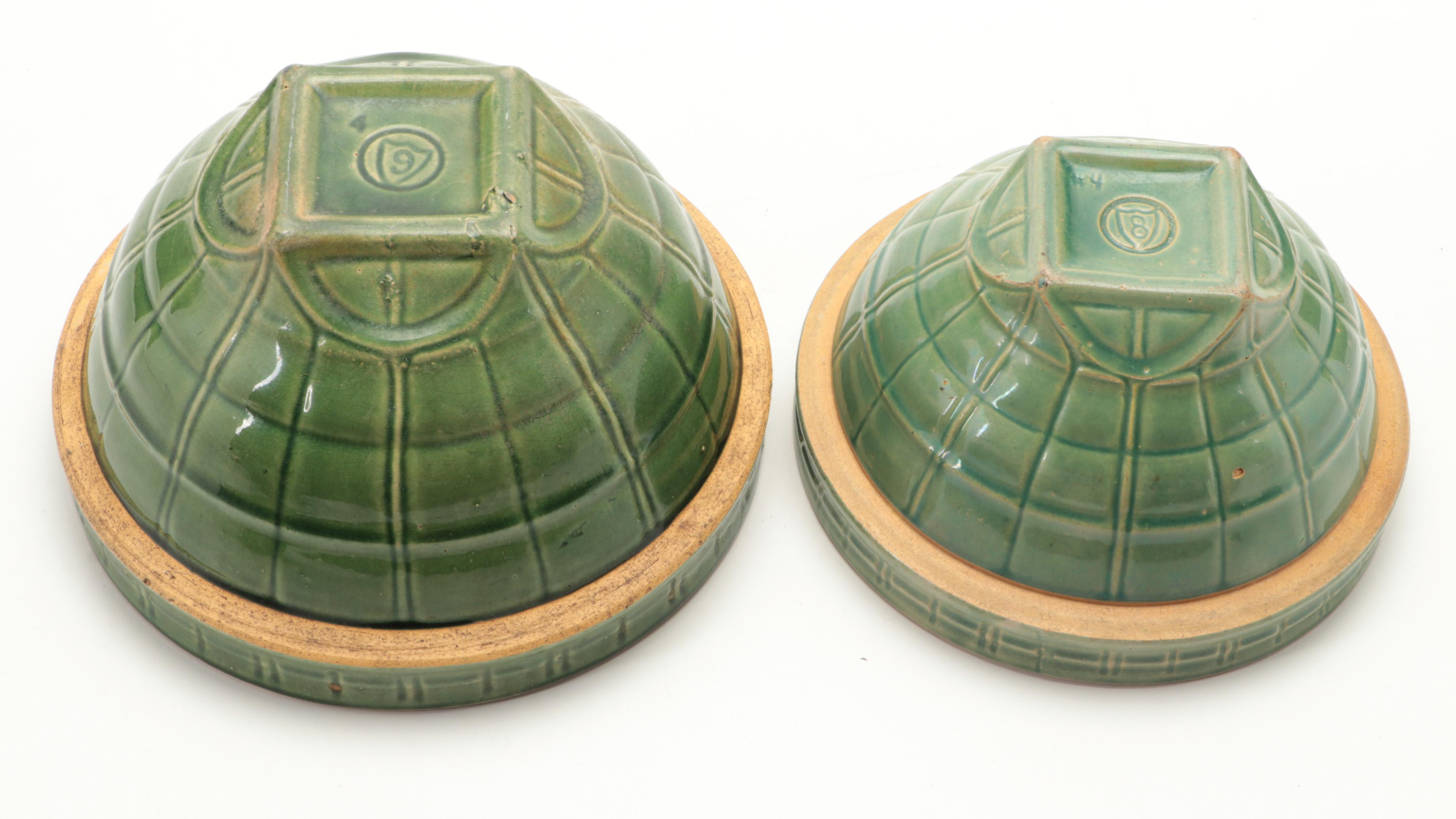 McCoy Pottery Green Glazed Stoneware Mixing Bowls, Early 20th Century