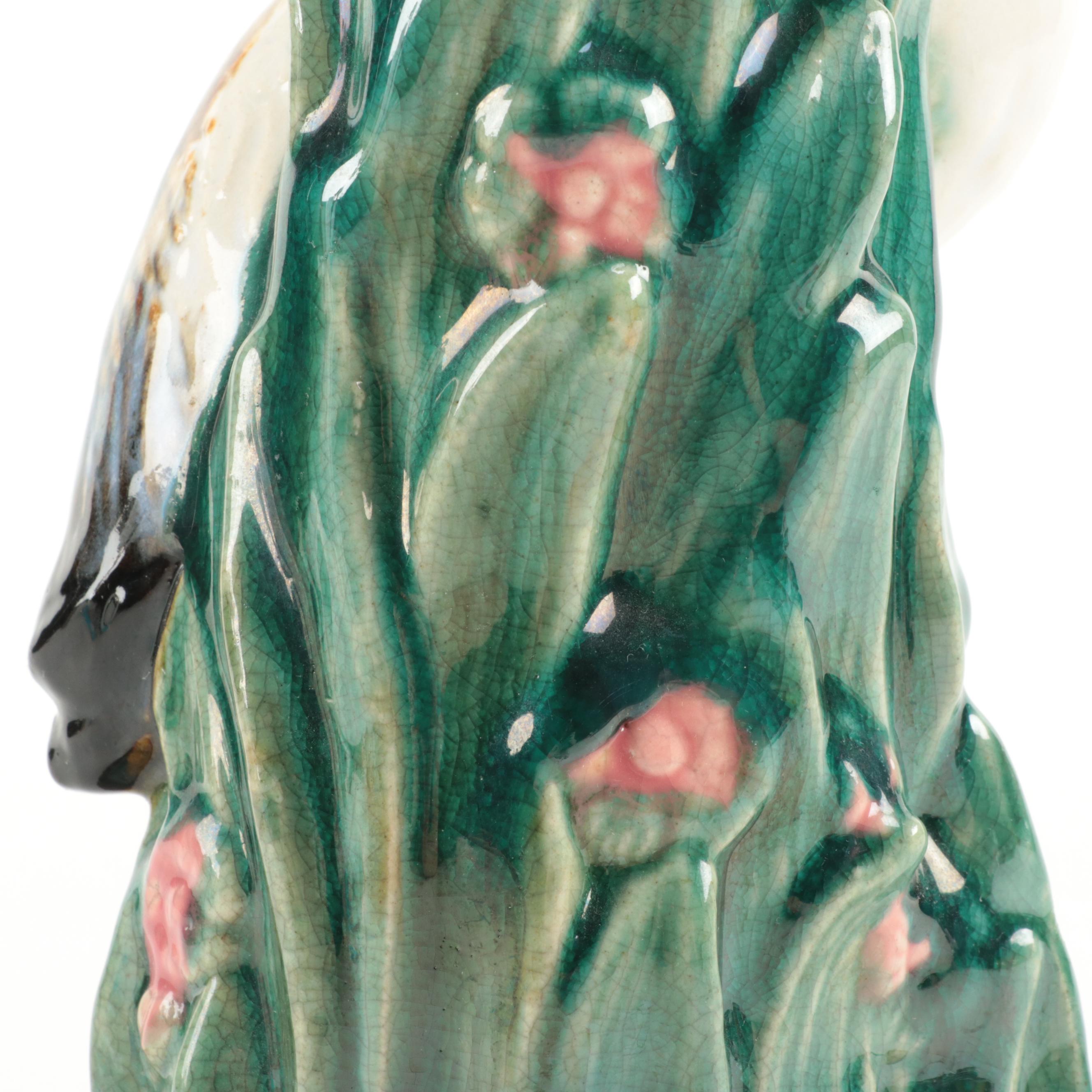 Majolica Crane Vase, 20th Century