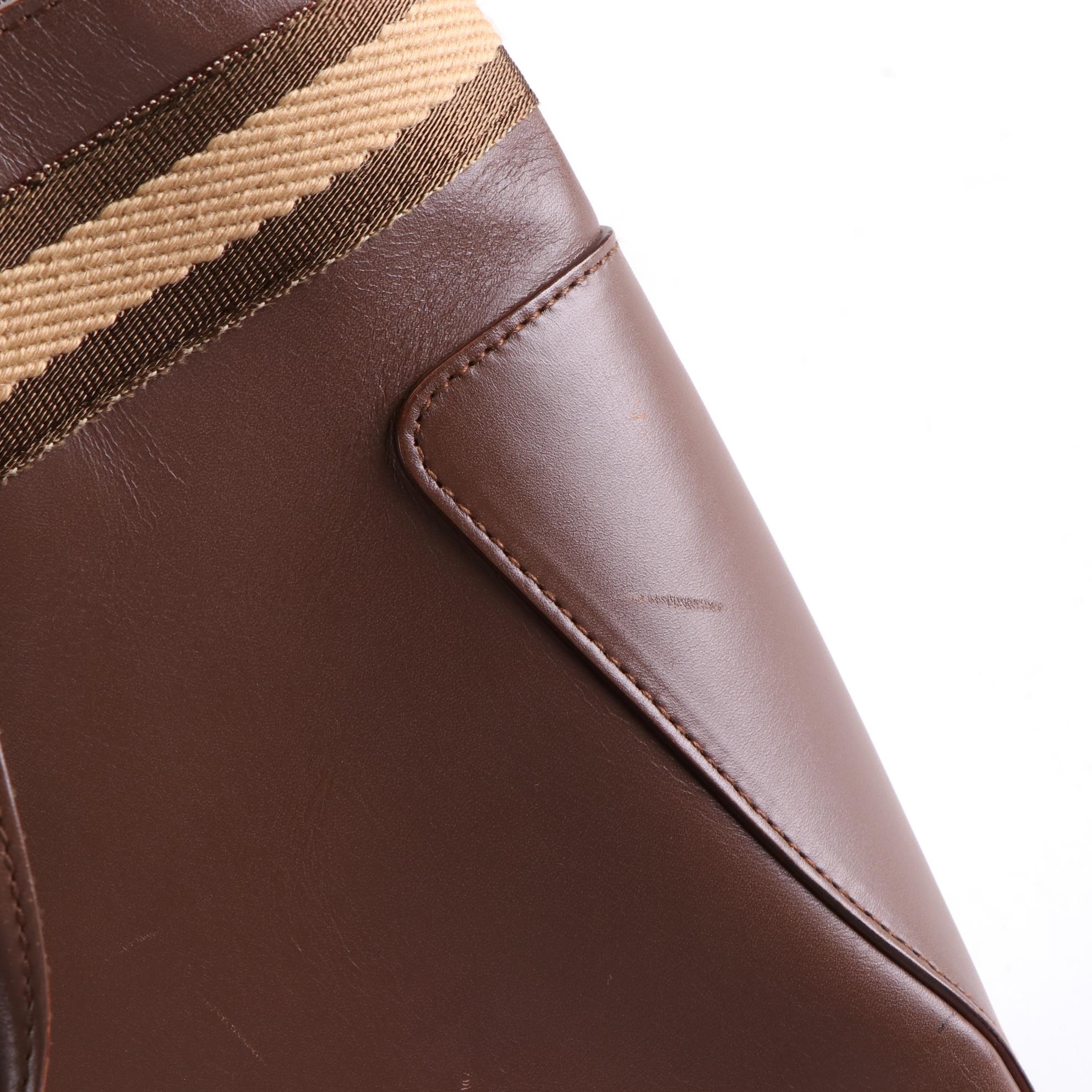 Gucci Web Strap Leather Tote Bag