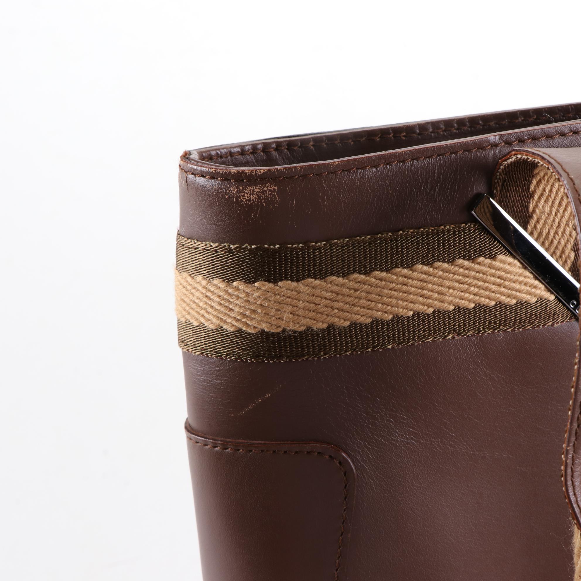 Gucci Web Strap Leather Tote Bag