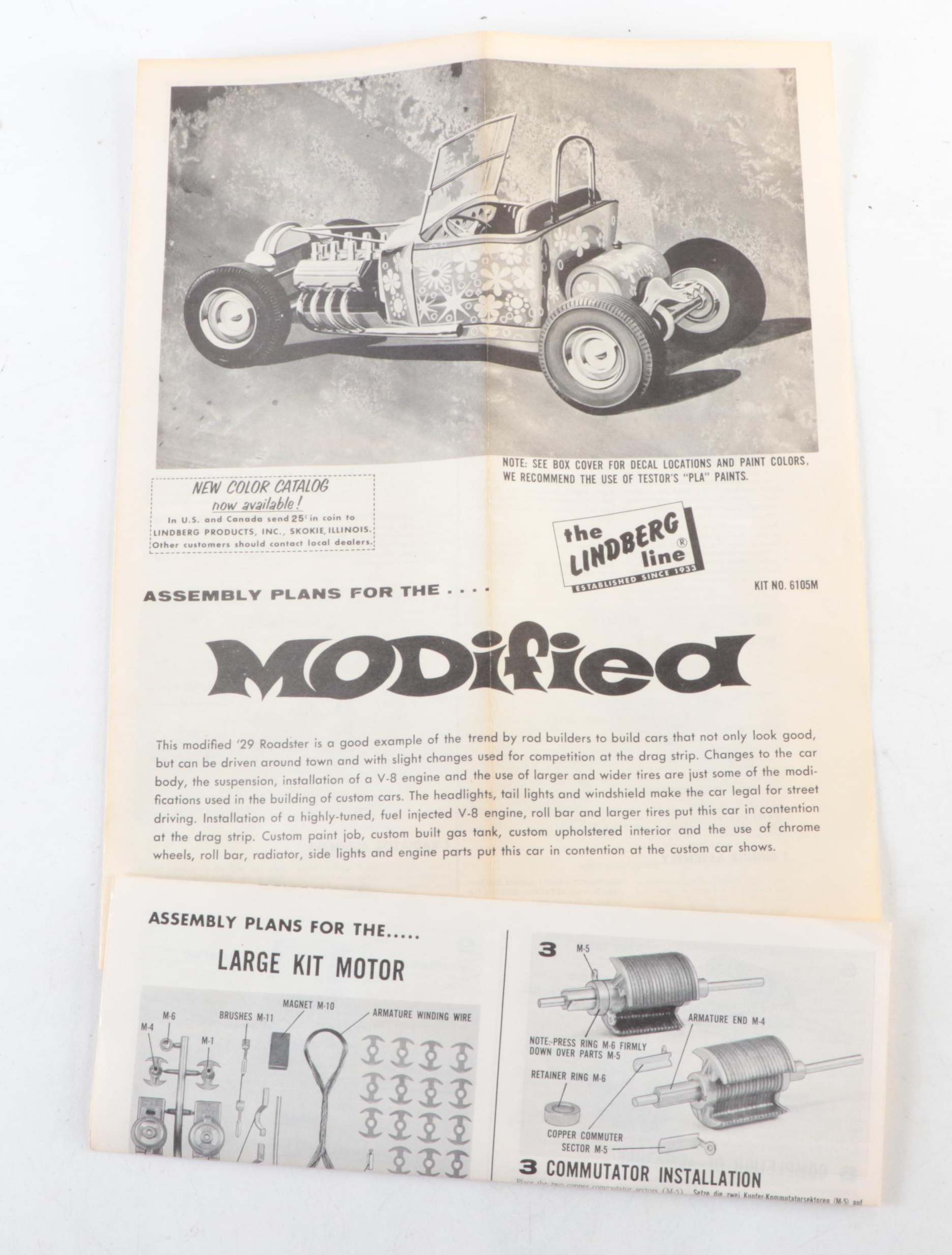 Lindberg Modified '29 Roadster Plastic Model Kit, 1969