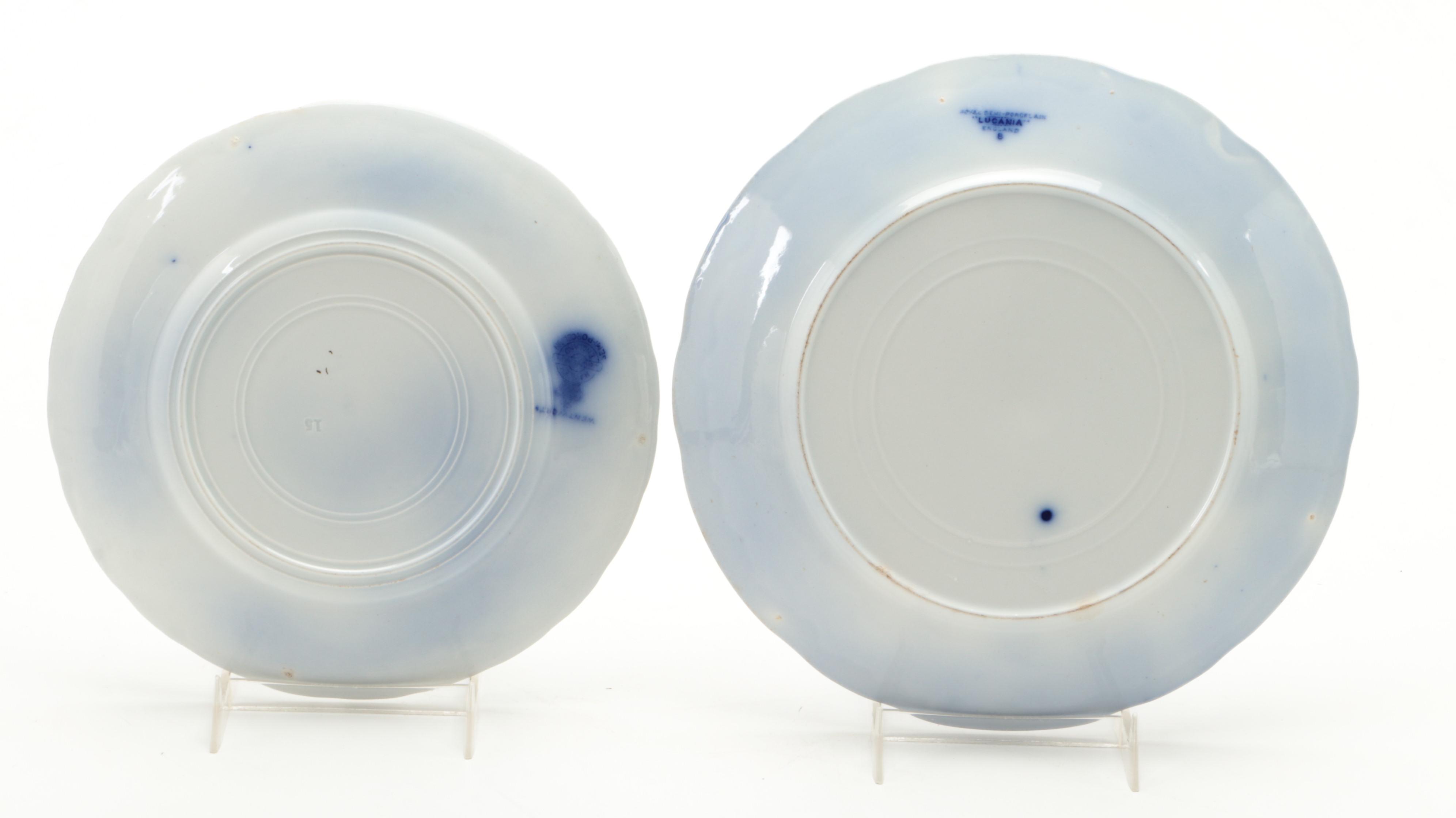 New Wharf Pottery "Waldorf" Oval Platter and Other English Flow Blue Dinnerware