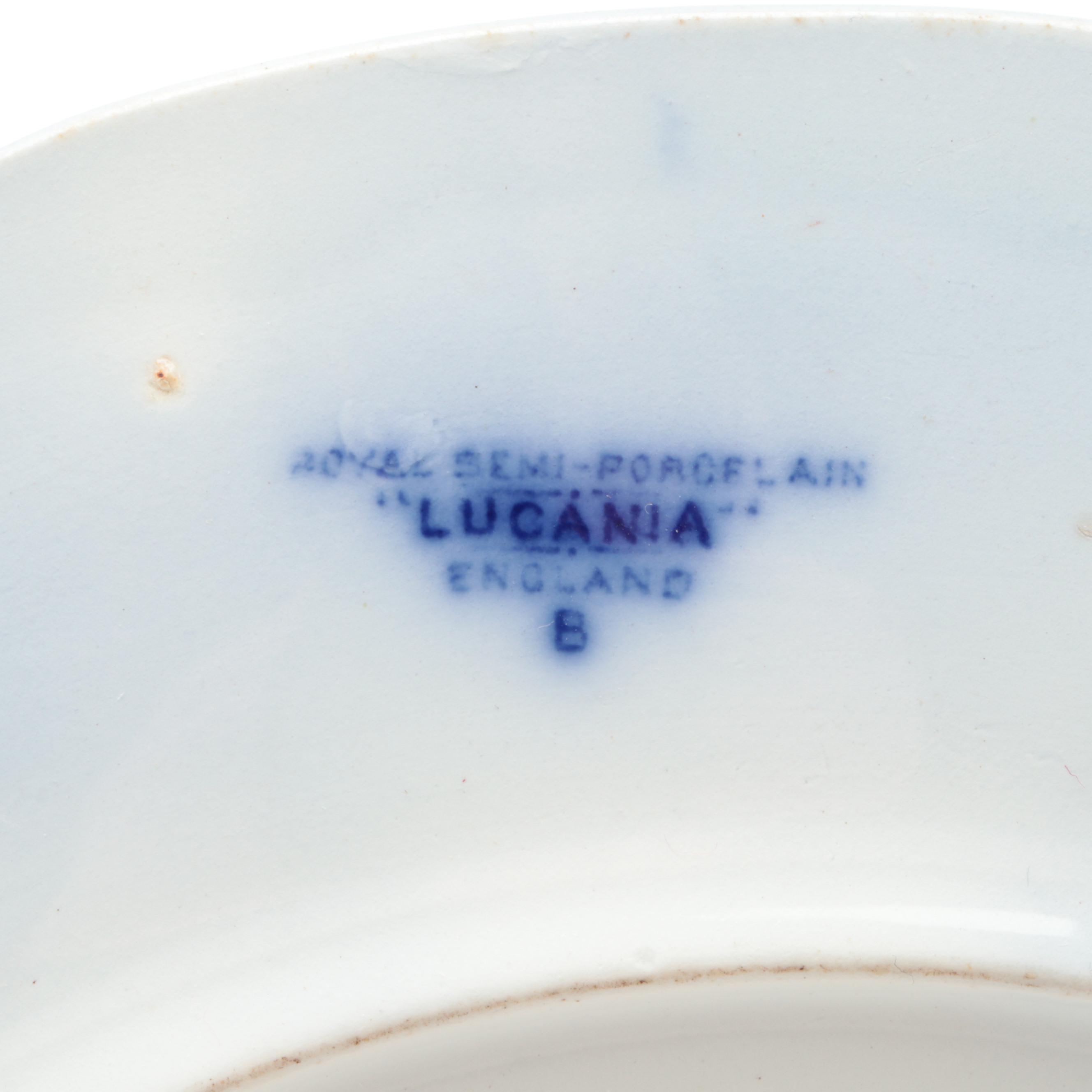 New Wharf Pottery "Waldorf" Oval Platter and Other English Flow Blue Dinnerware