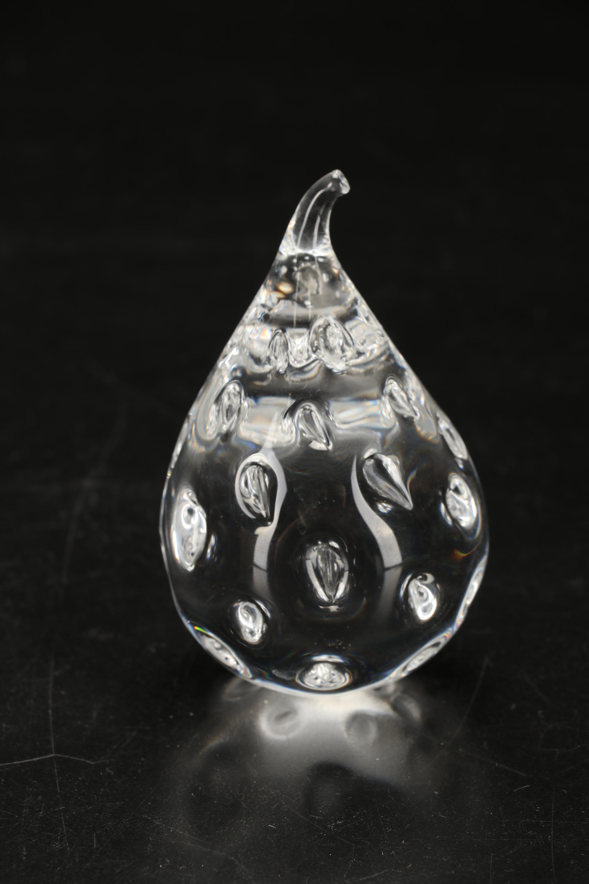 Steuben Art Glass Apple and Fig Paperweights, Late 20th Century