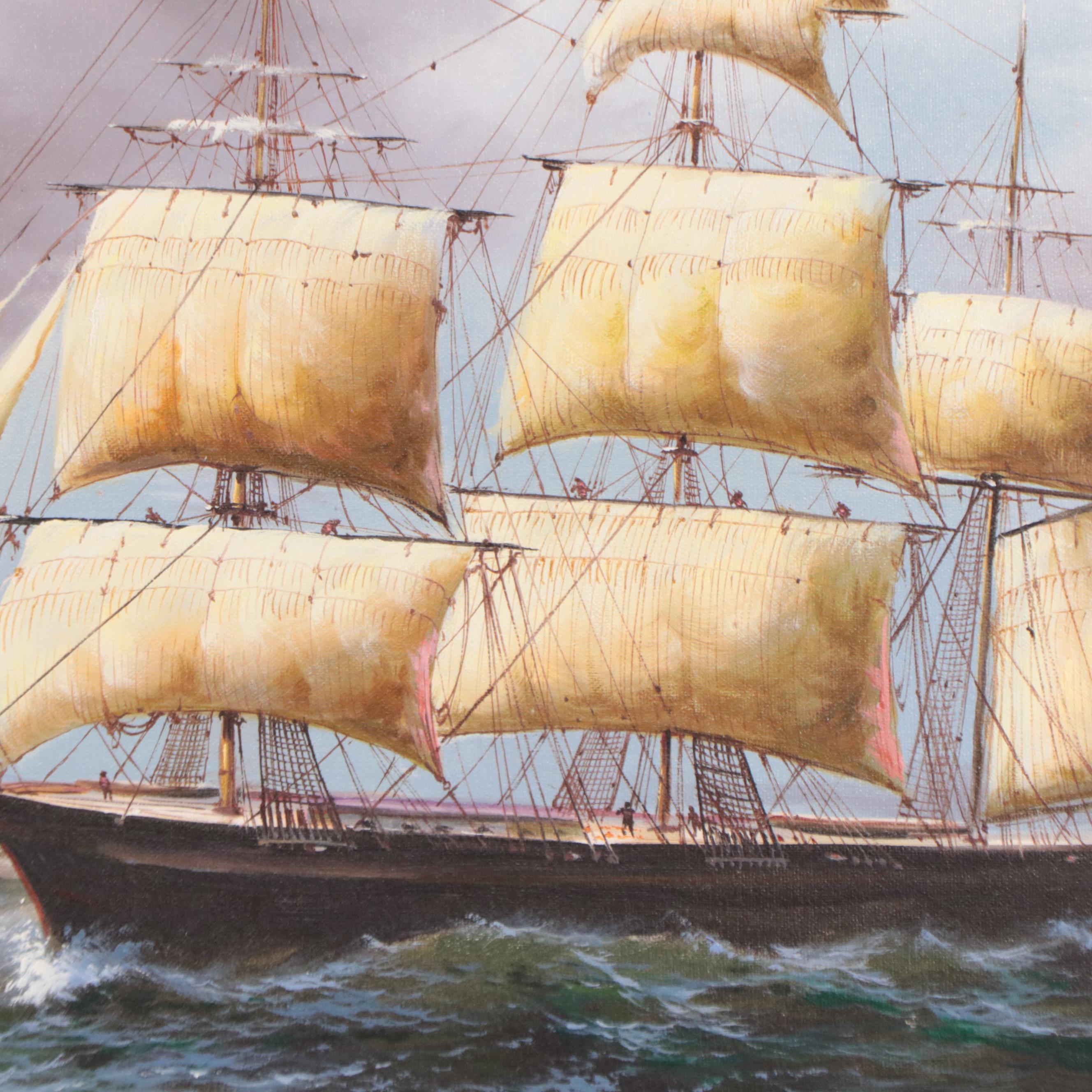 June Nelson Nautical Oil Painting