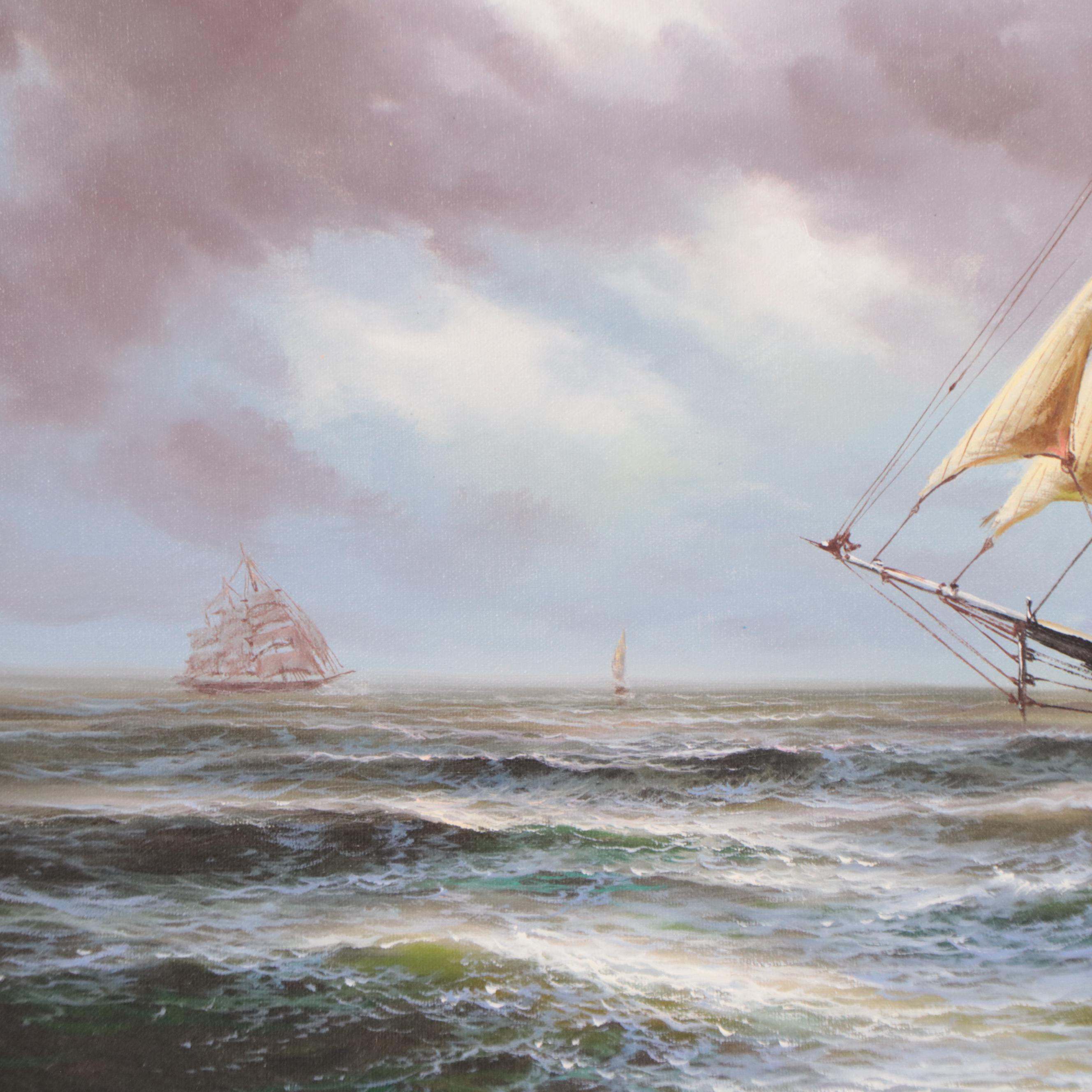 June Nelson Nautical Oil Painting