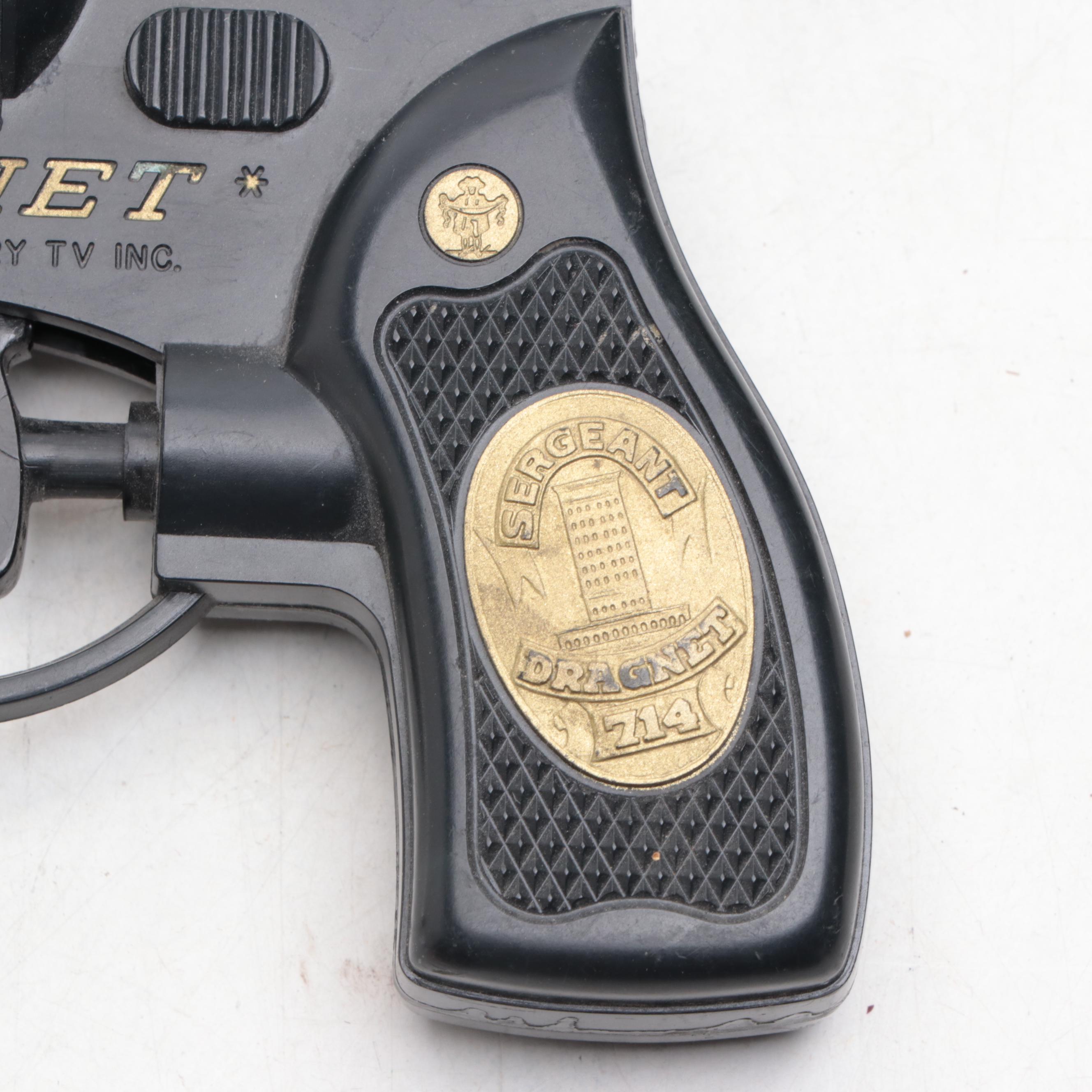 Knickerbocker and Other "Dragnet" Toy Guns, Puzzle and Badge, Mid-20th C