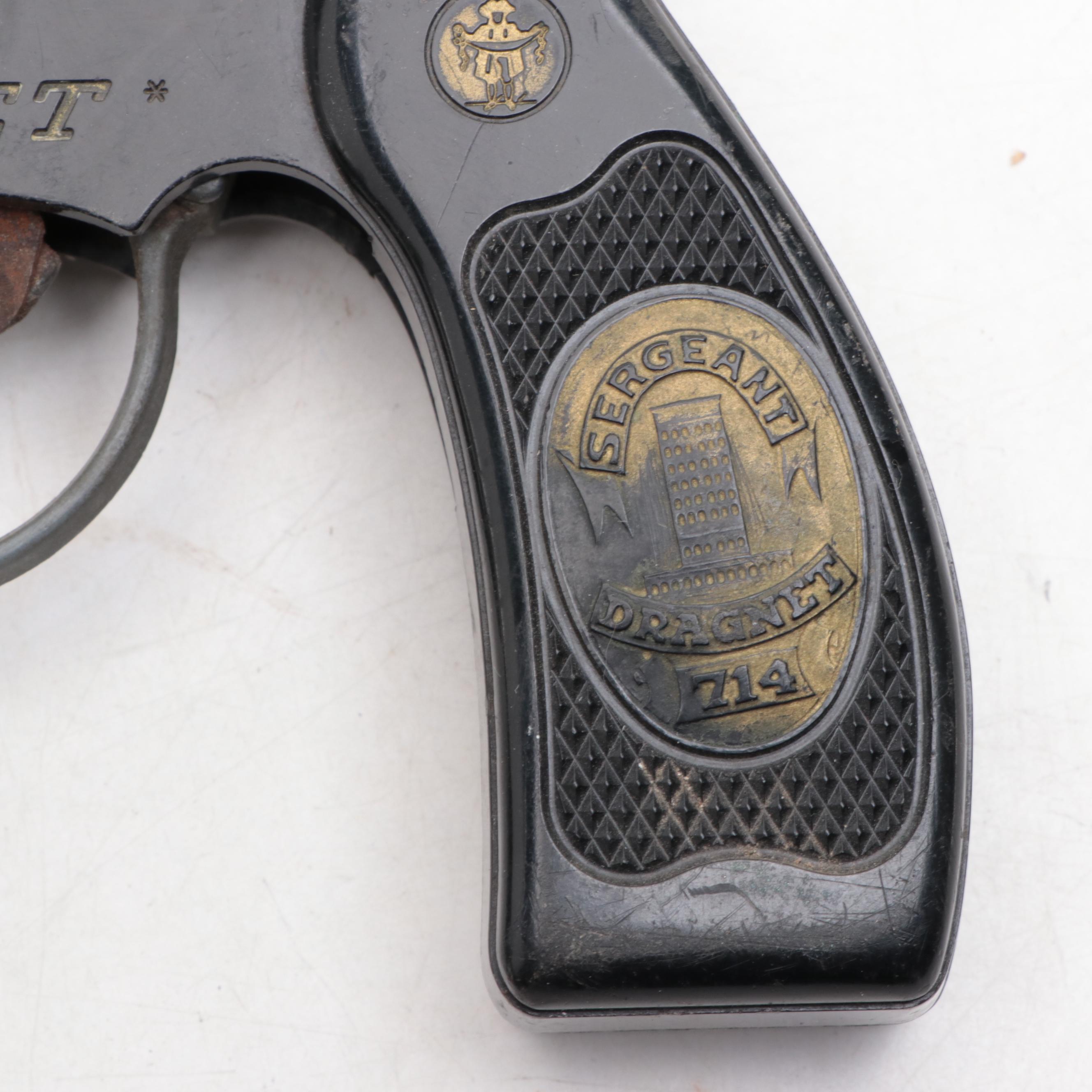 Knickerbocker and Other "Dragnet" Toy Guns, Puzzle and Badge, Mid-20th C