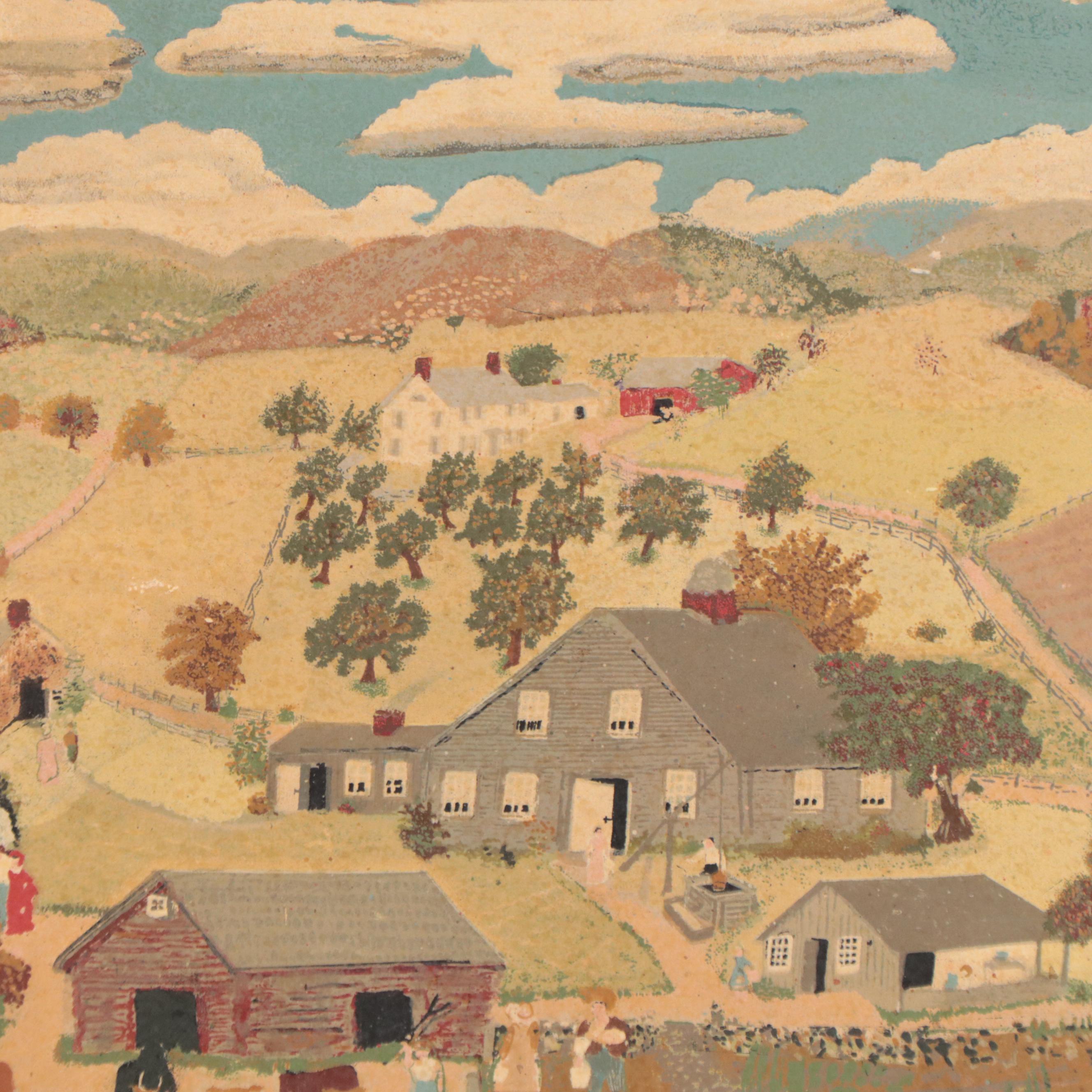 Serigraph After Grandma Moses "Old Oaken Bucket"