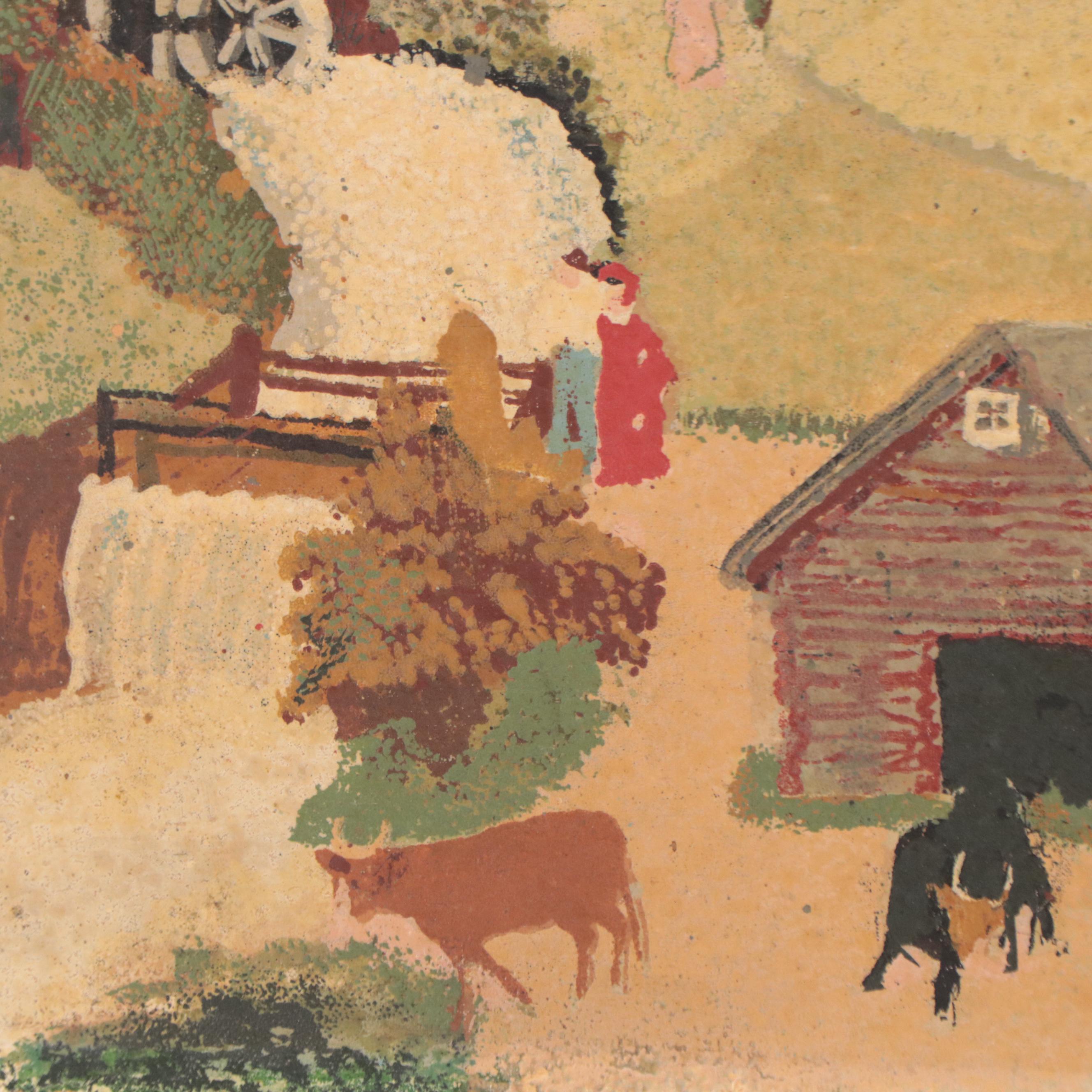 Serigraph After Grandma Moses "Old Oaken Bucket"