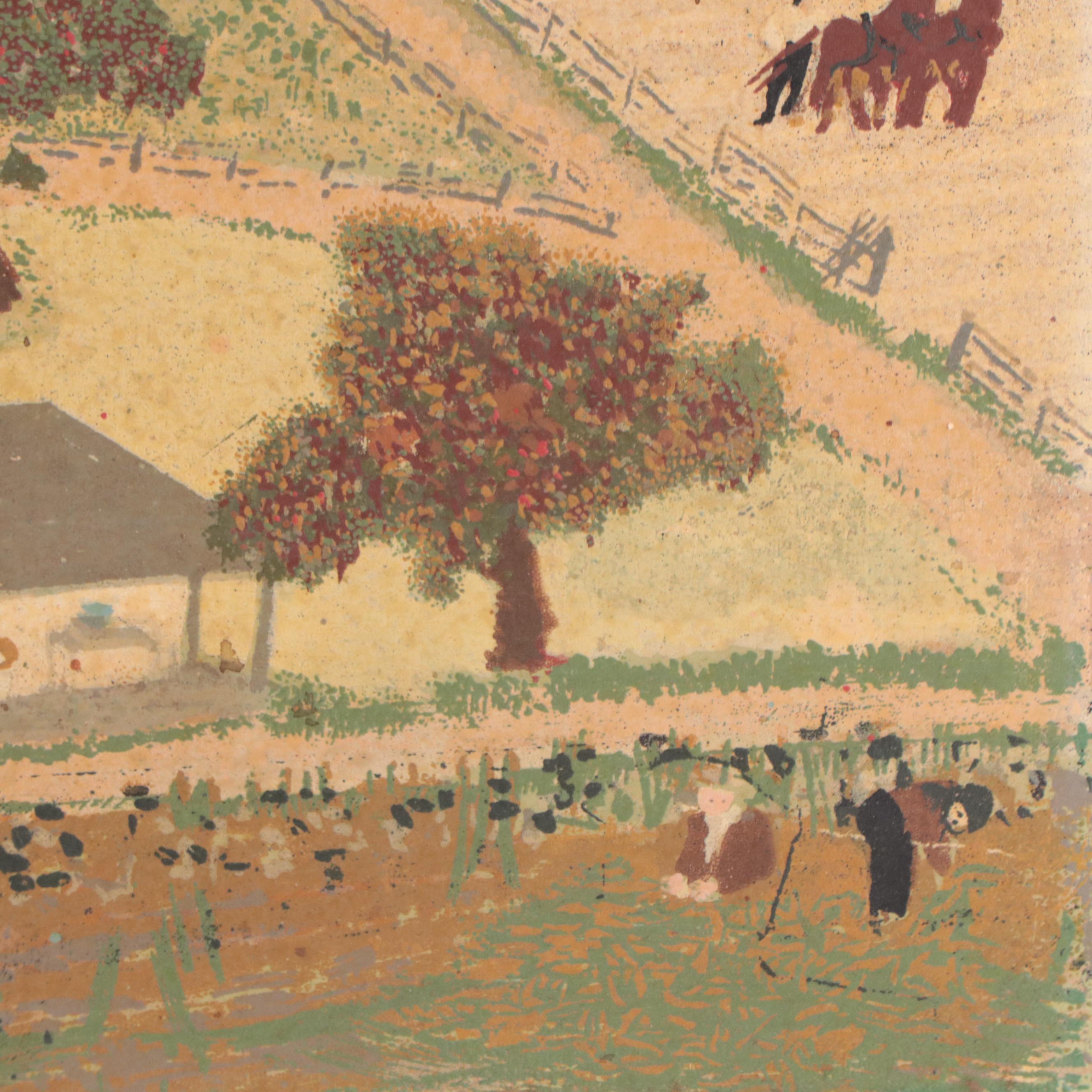 Serigraph After Grandma Moses "Old Oaken Bucket"