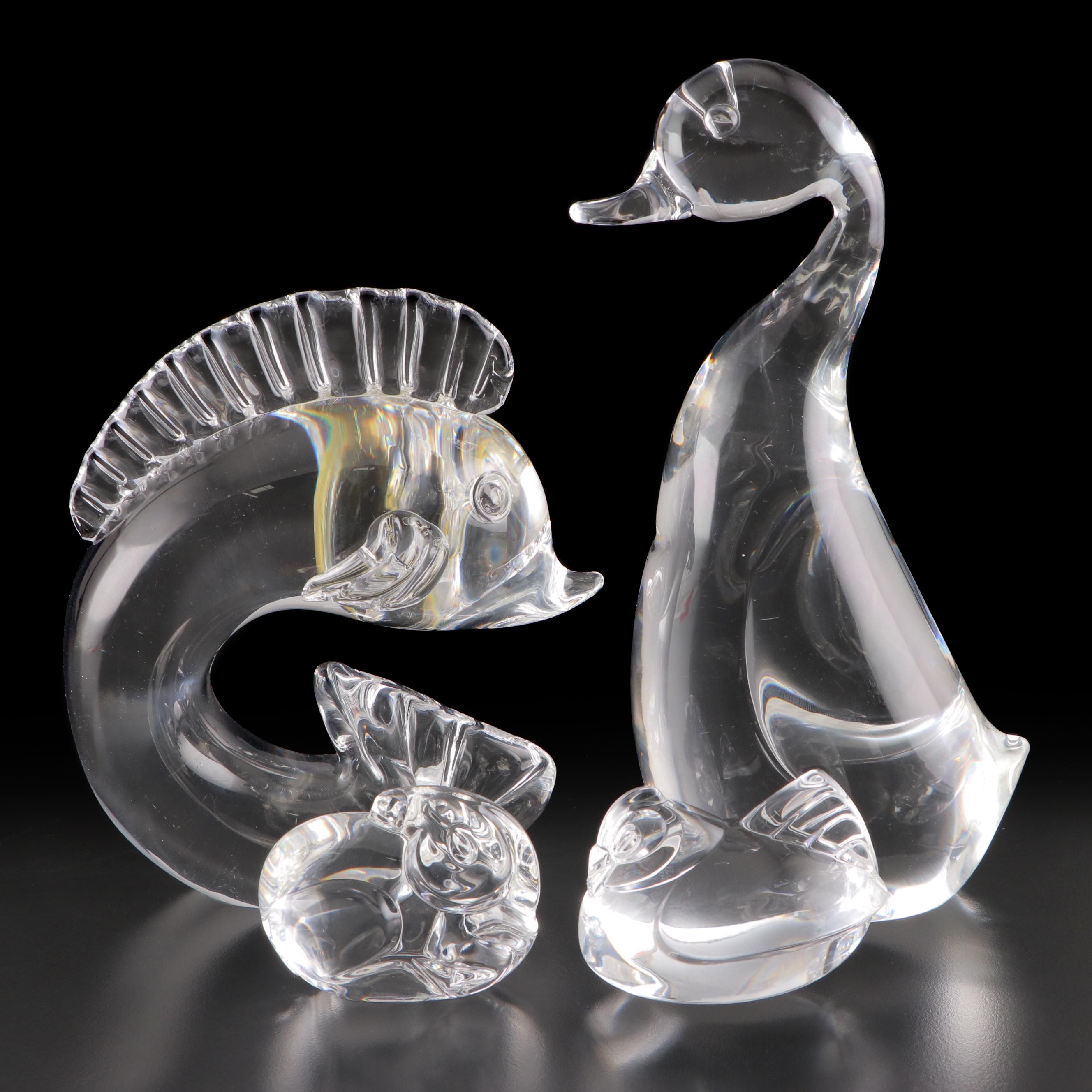 Steuben Art Glass Hand Coolers and Animals Figurines