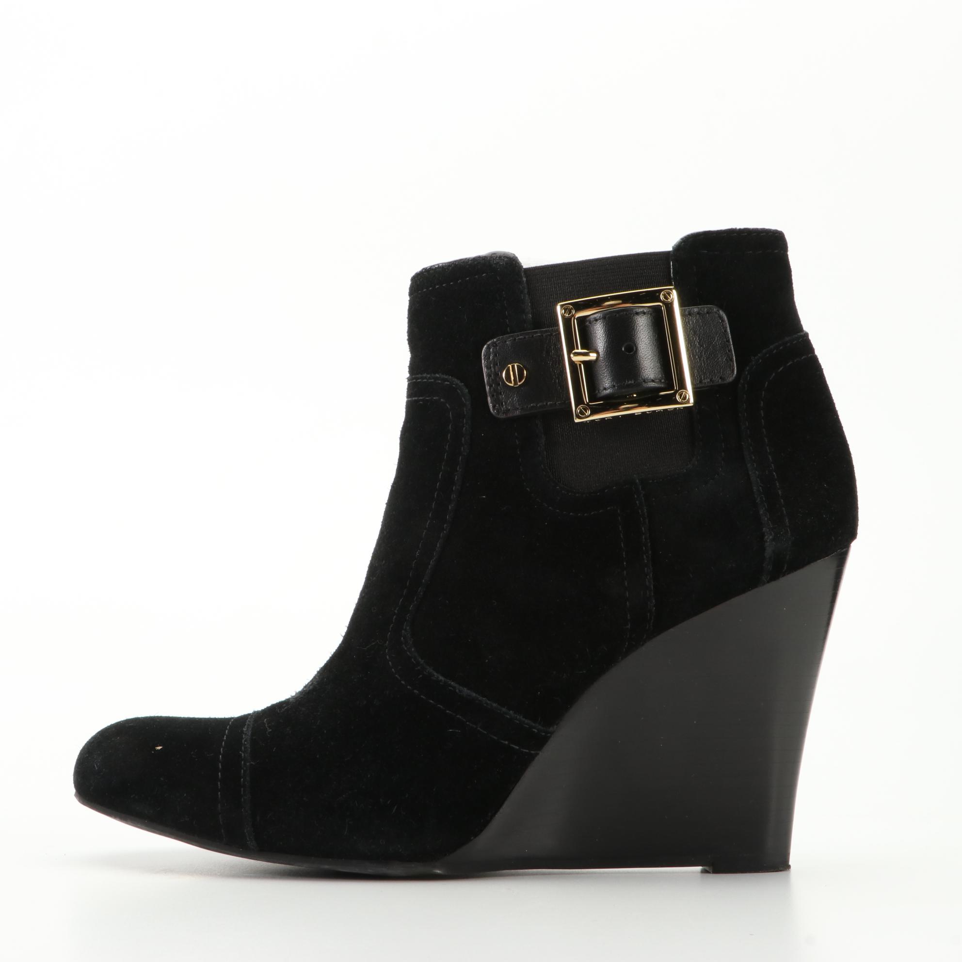 Tory Burch Adrienne Suede Wedge Ankle Boots and Aquatalia Dottie Buckle Boots