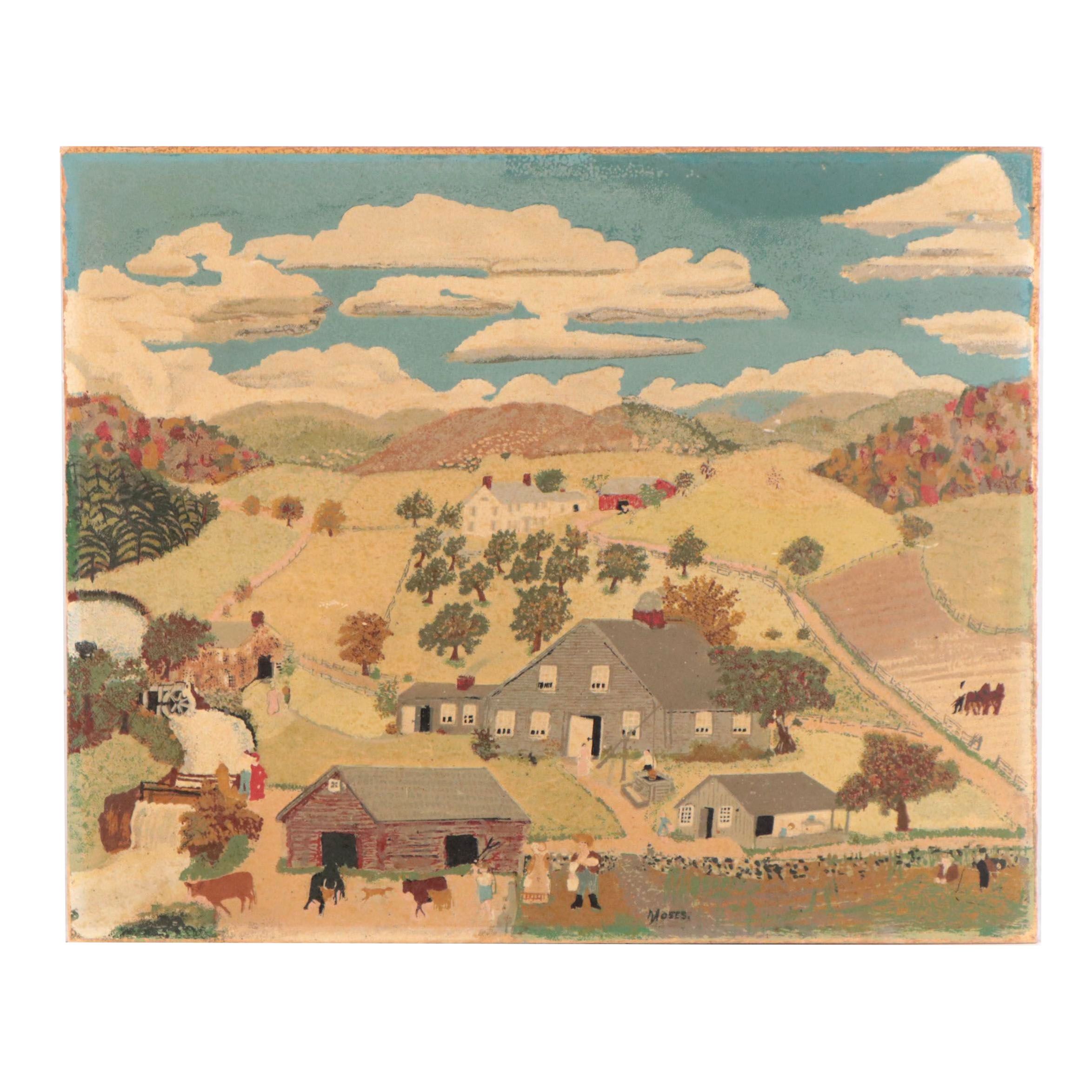 Serigraph After Grandma Moses "Old Oaken Bucket"