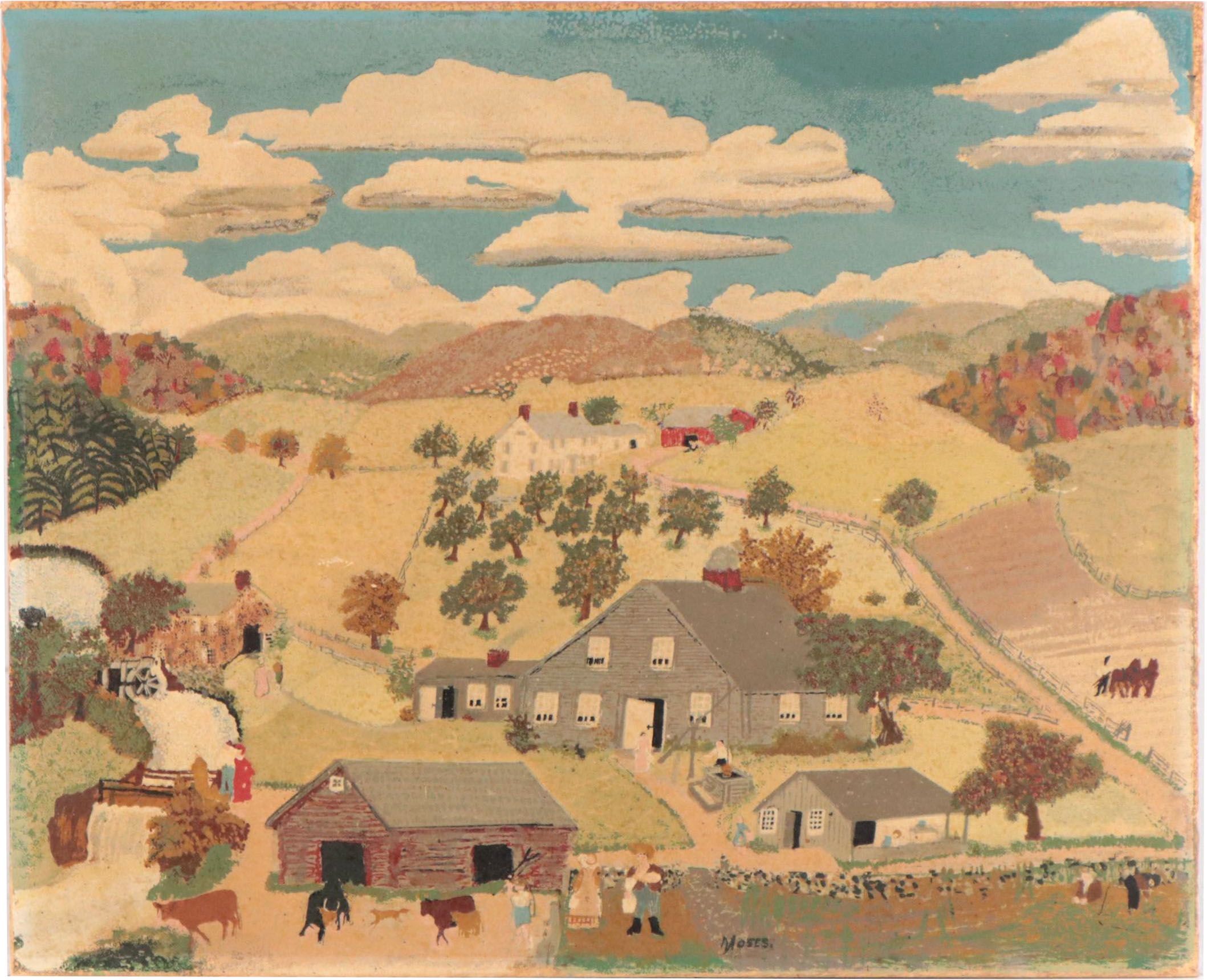 Serigraph After Grandma Moses "Old Oaken Bucket"