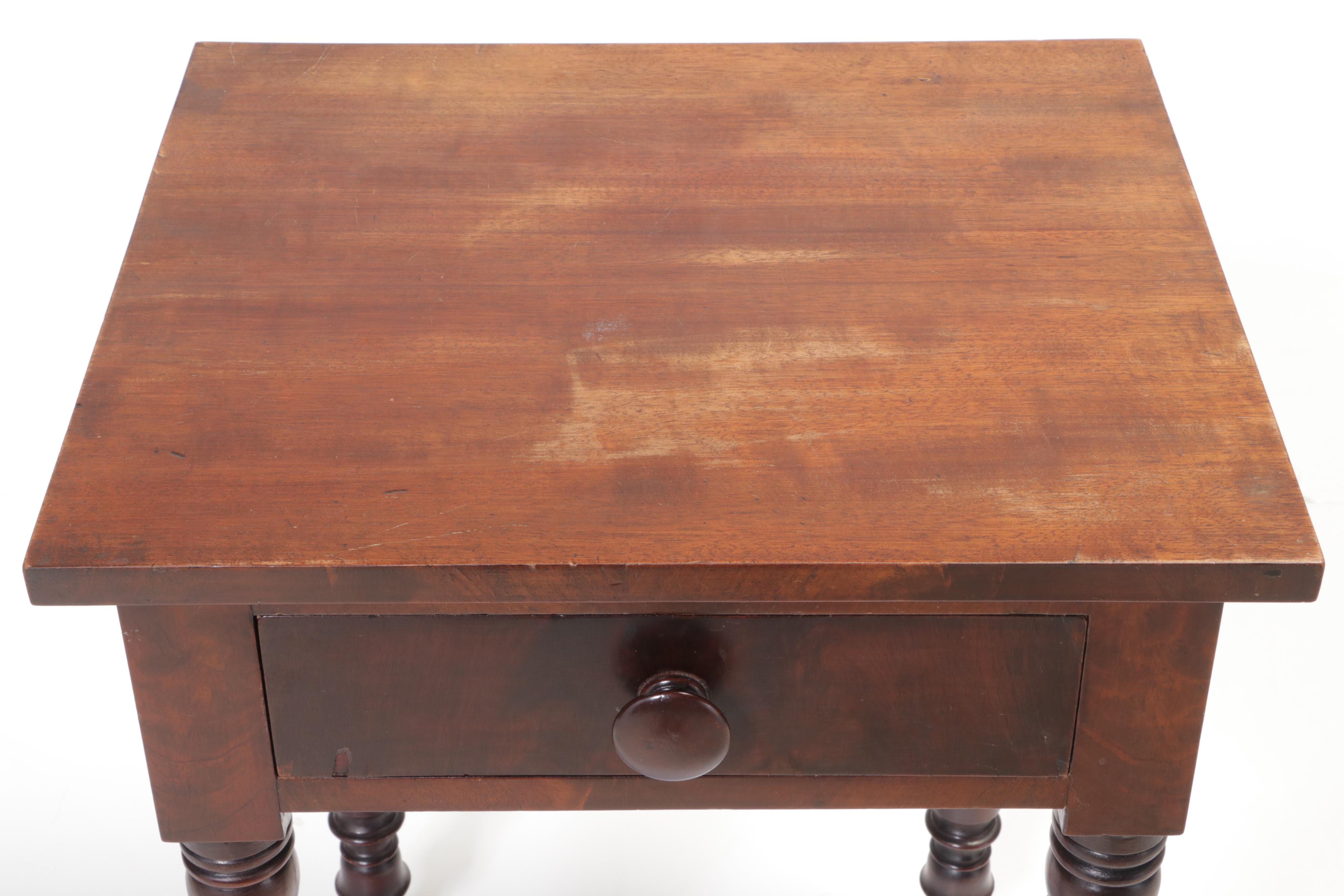 American Primitive Walnut Work Table, Mid-19th Century