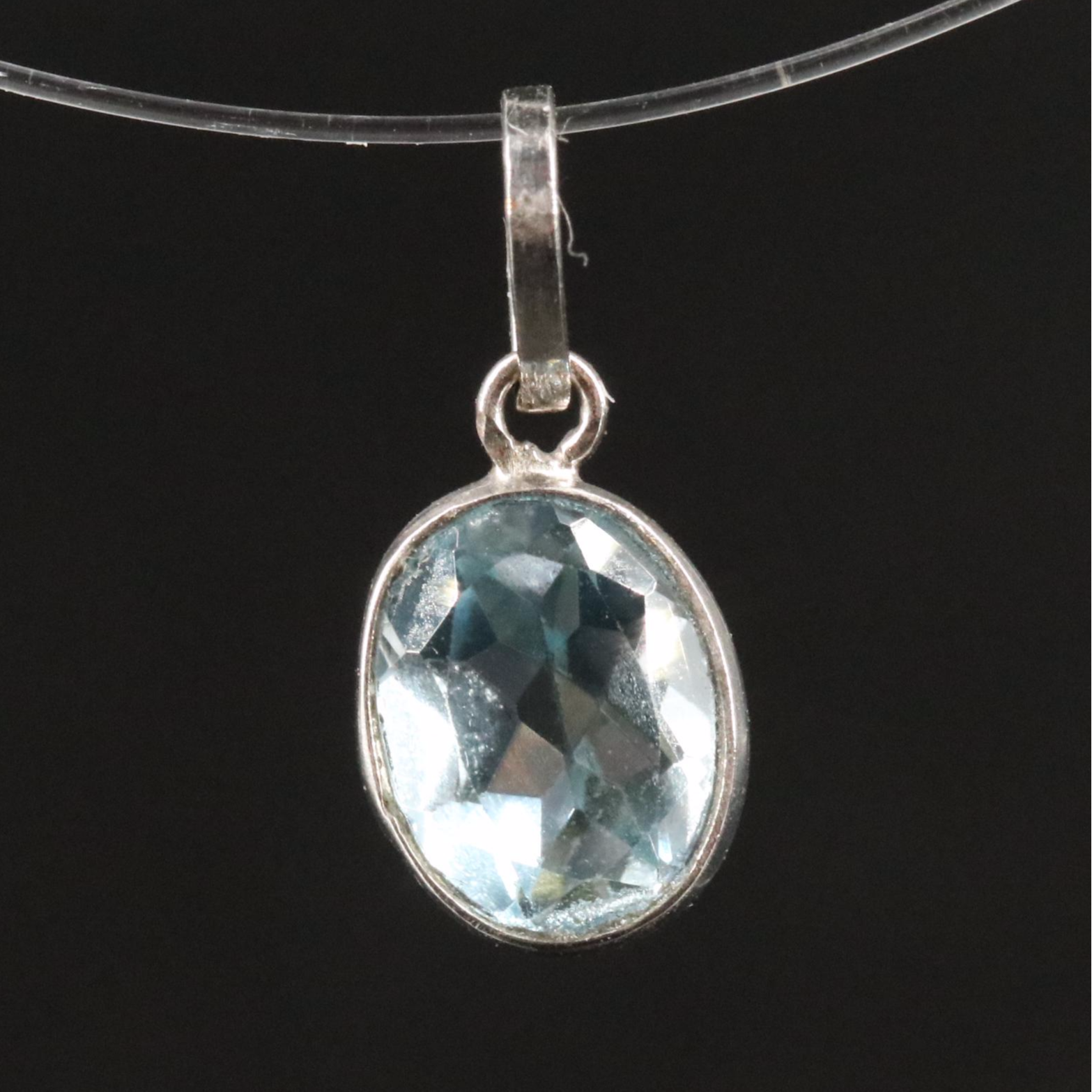 14K Blue Topaz Pendant