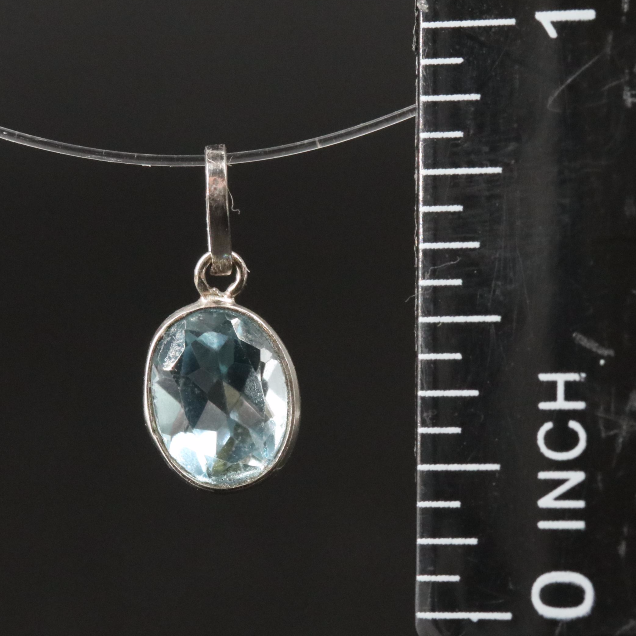 14K Blue Topaz Pendant
