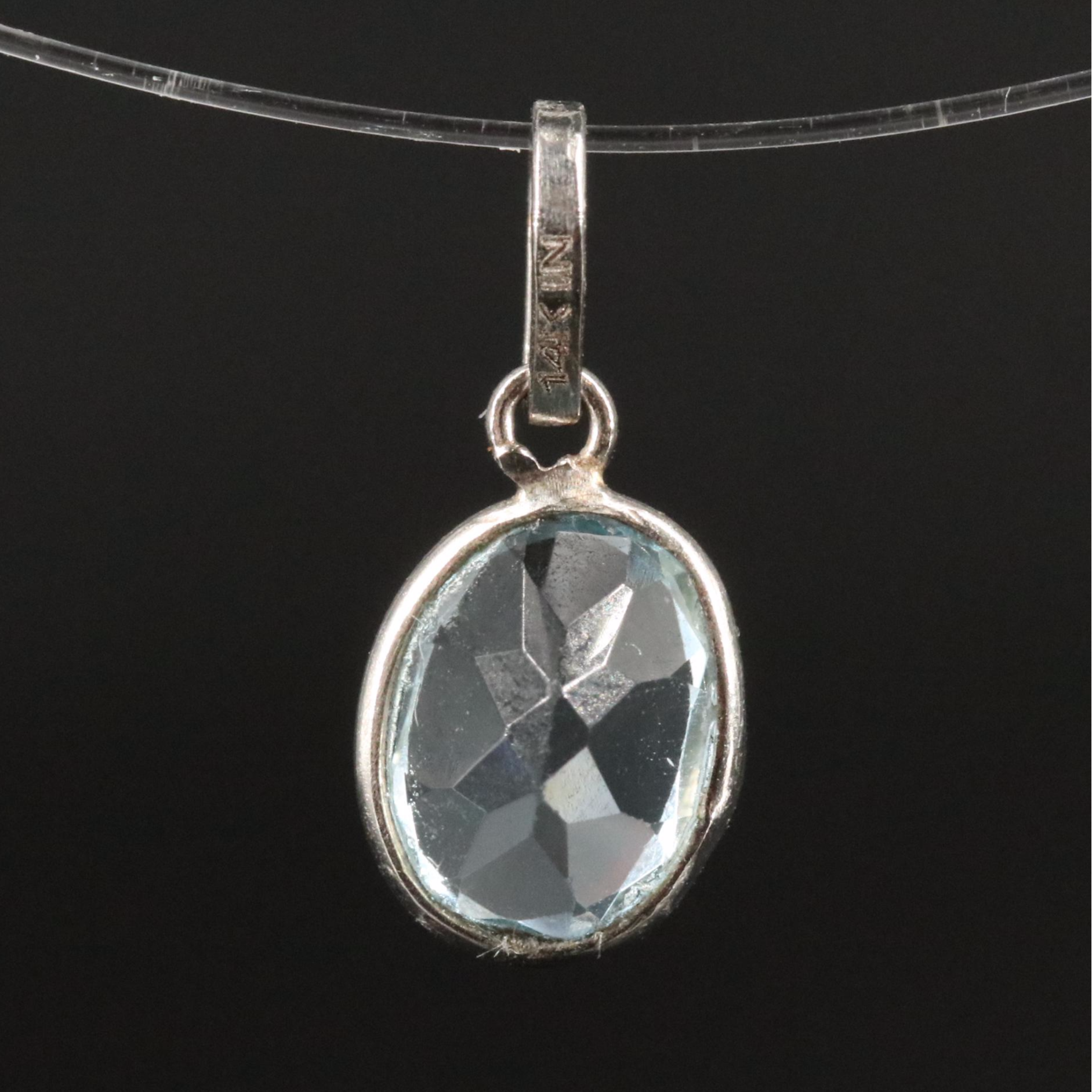 14K Blue Topaz Pendant