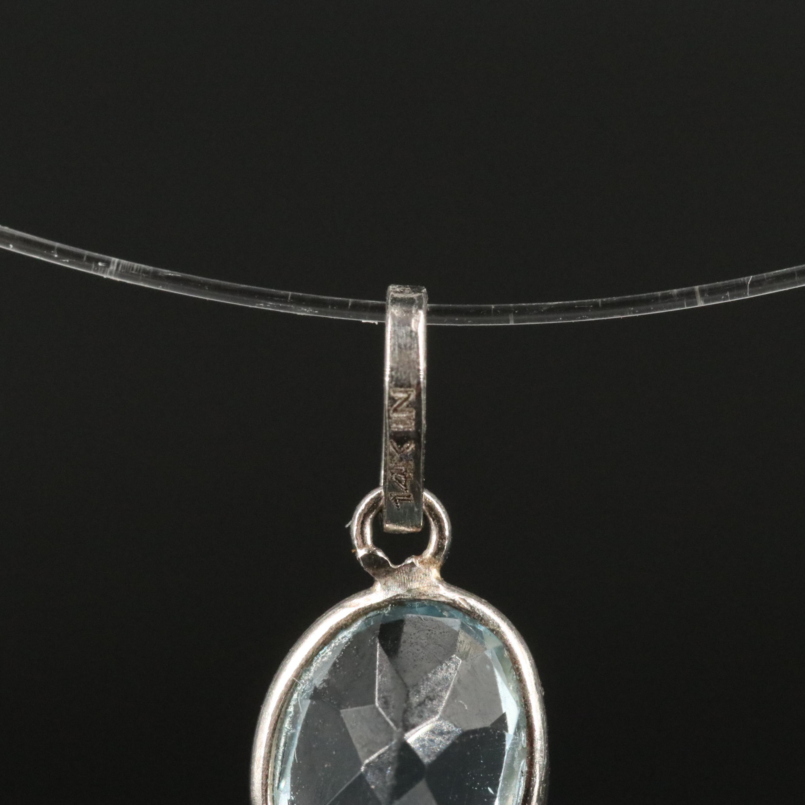 14K Blue Topaz Pendant