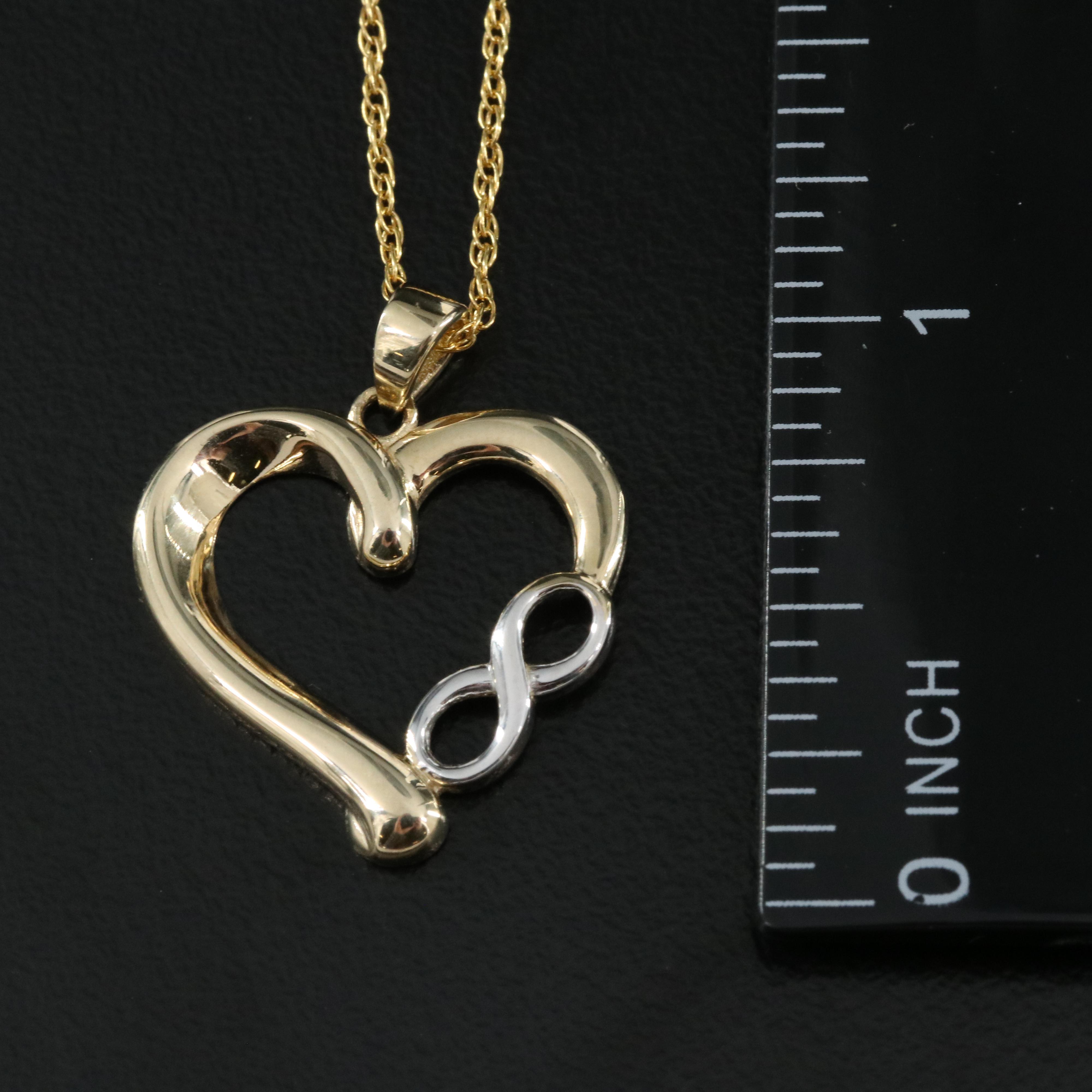 10K Forever Love Heart Pendant on Fancy Link Chain