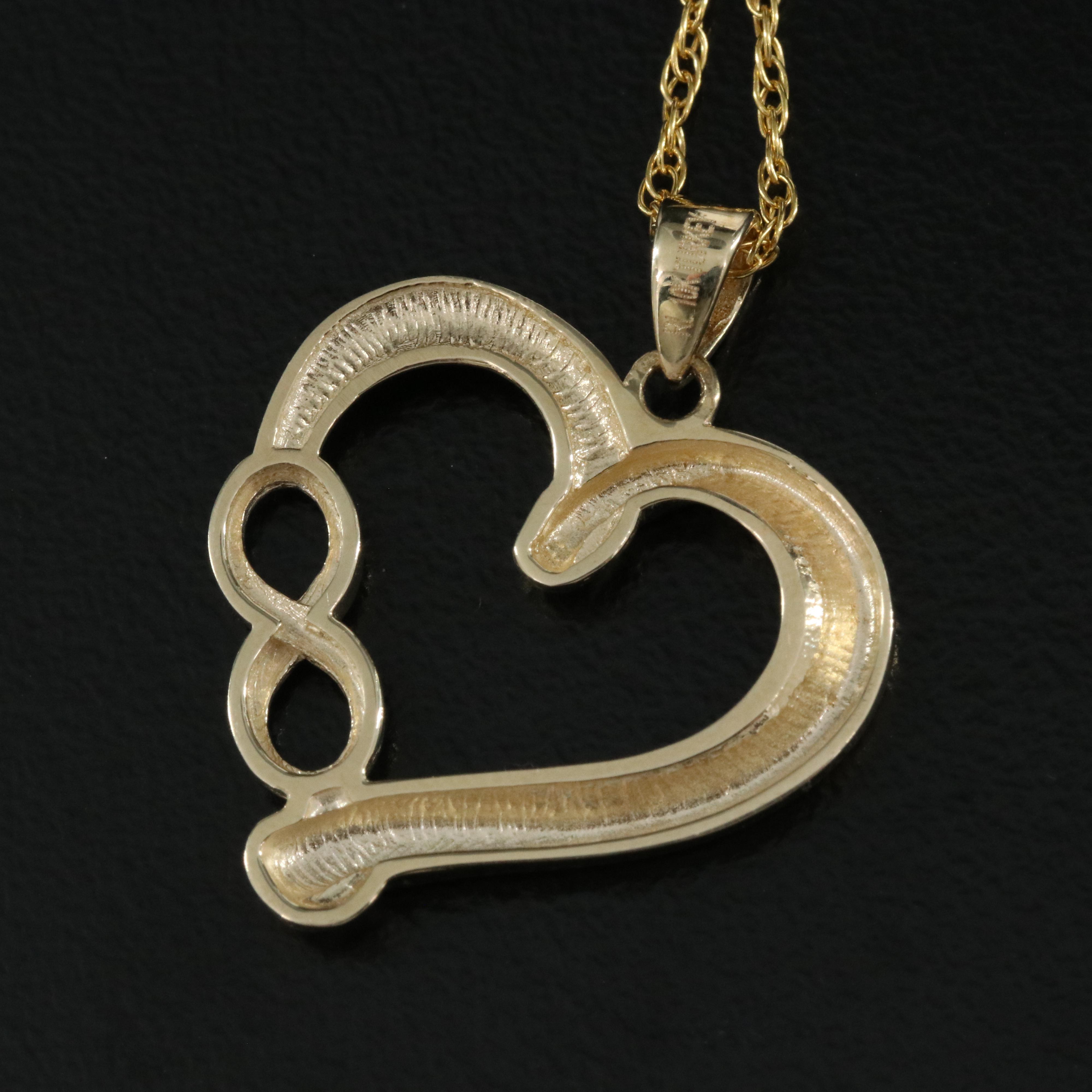 10K Forever Love Heart Pendant on Fancy Link Chain