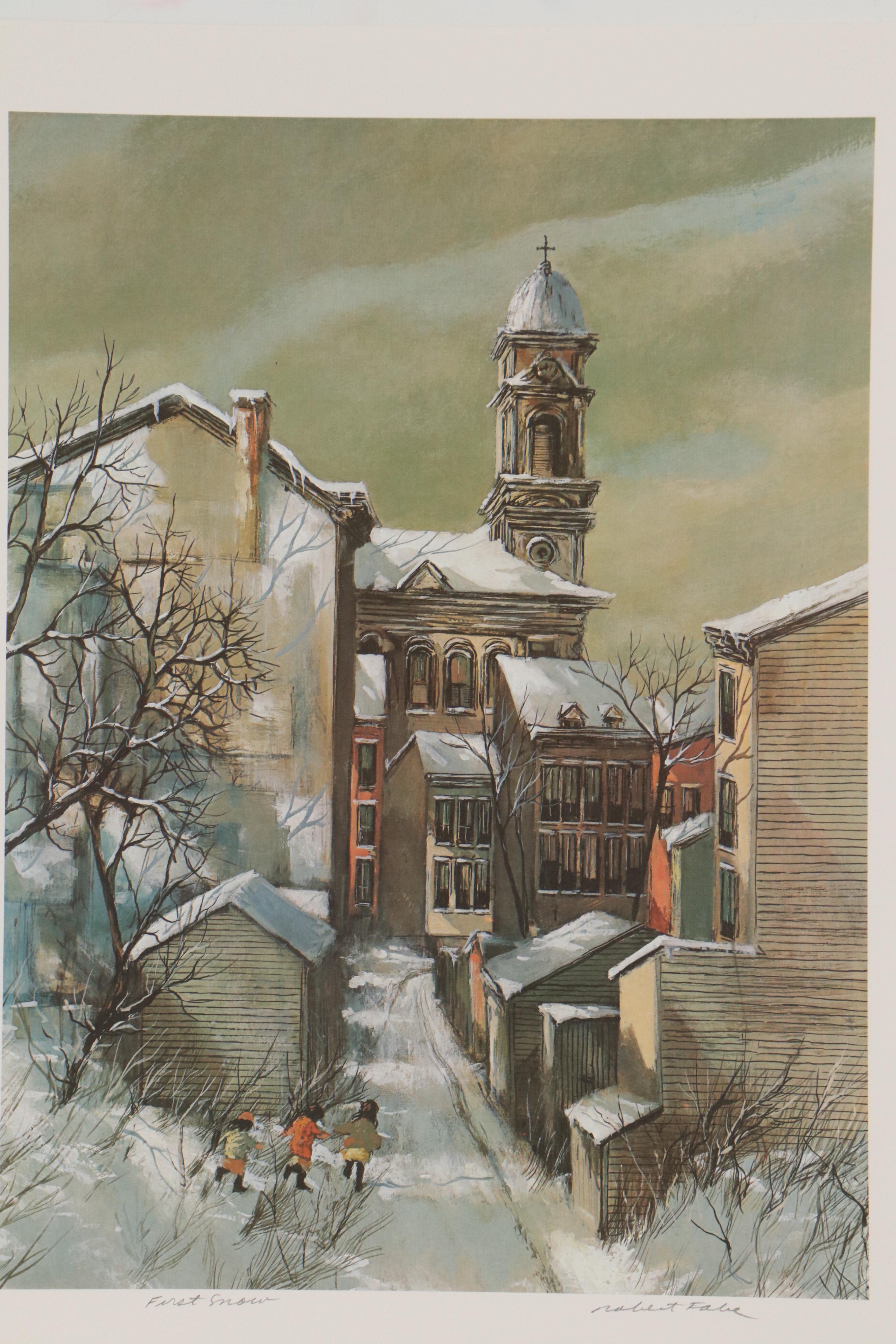 Robert Fabe Winter Scene Offset Lithographs