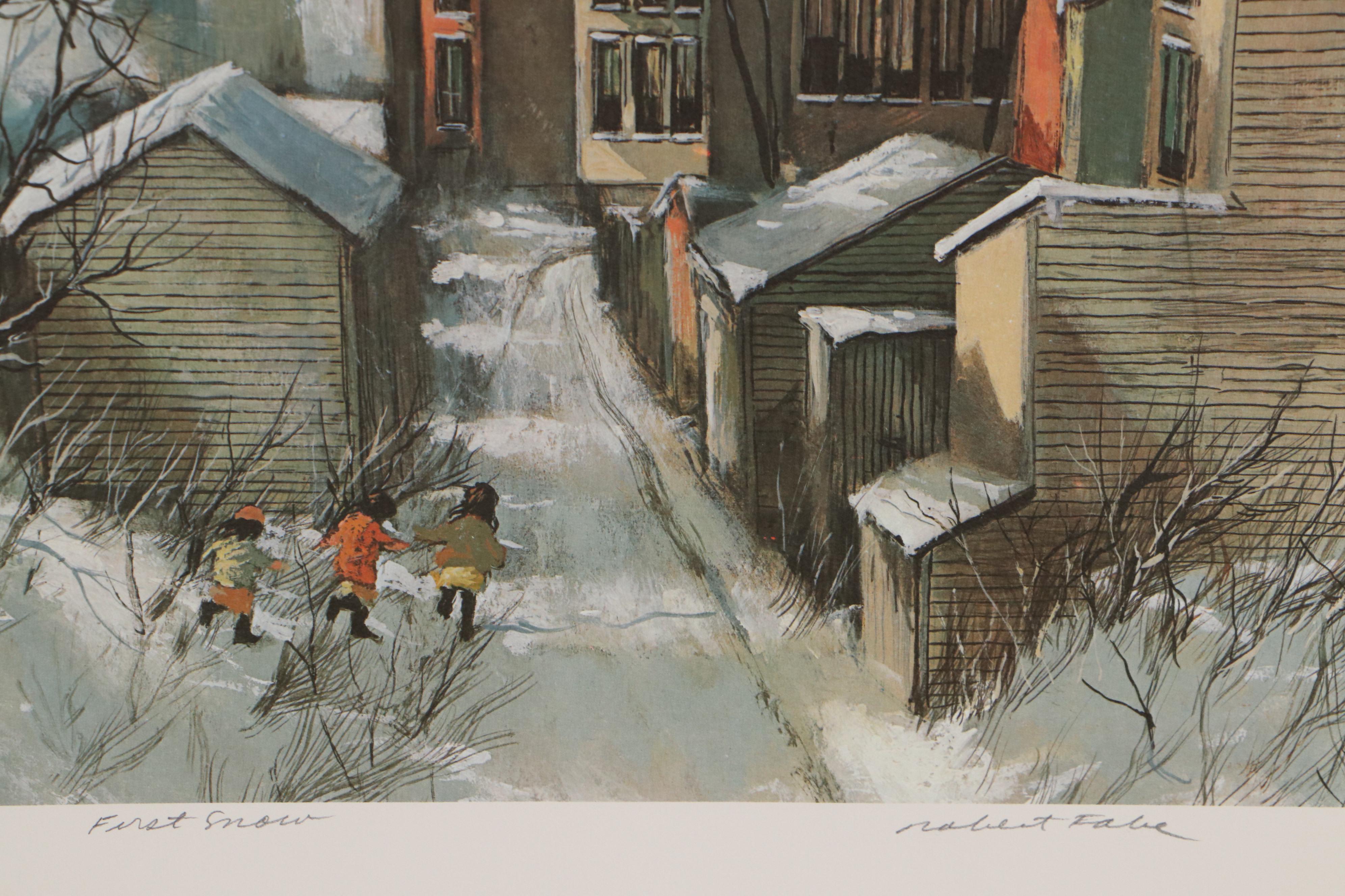 Robert Fabe Winter Scene Offset Lithographs