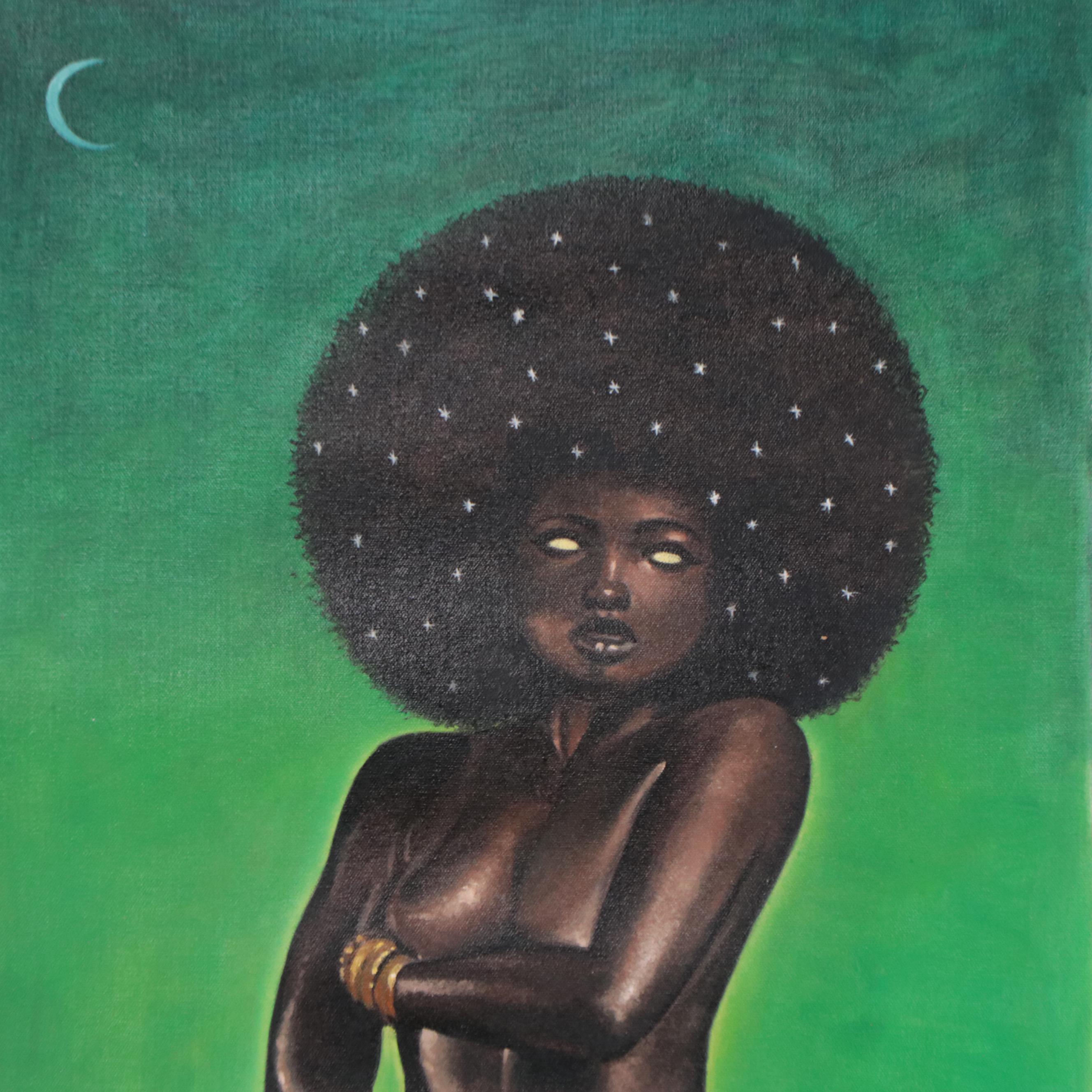 Osmel Almora Miró Oil Painting of Nude and Betta Fish "Queen of the Stars," 2022