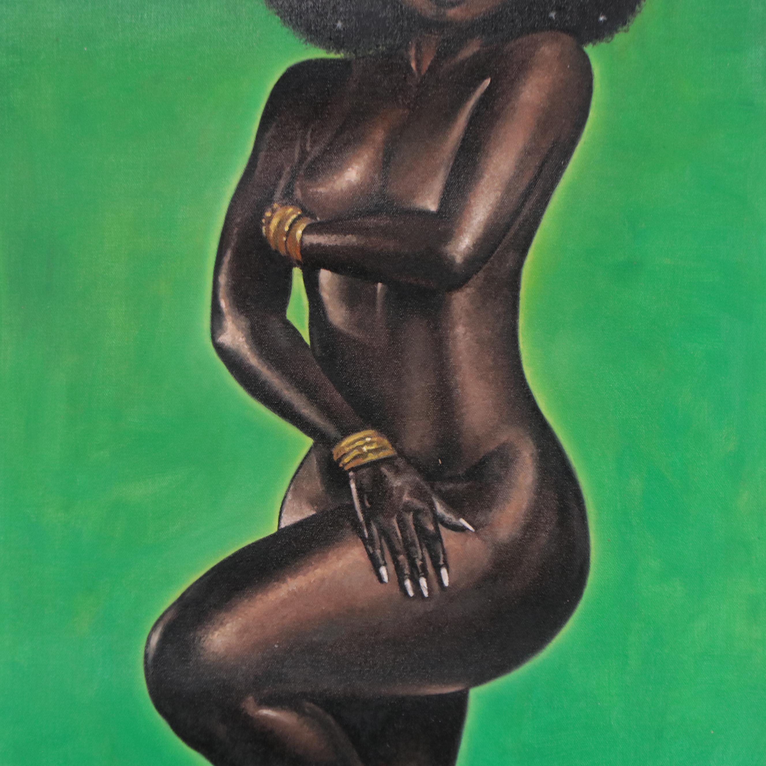 Osmel Almora Miró Oil Painting of Nude and Betta Fish "Queen of the Stars," 2022