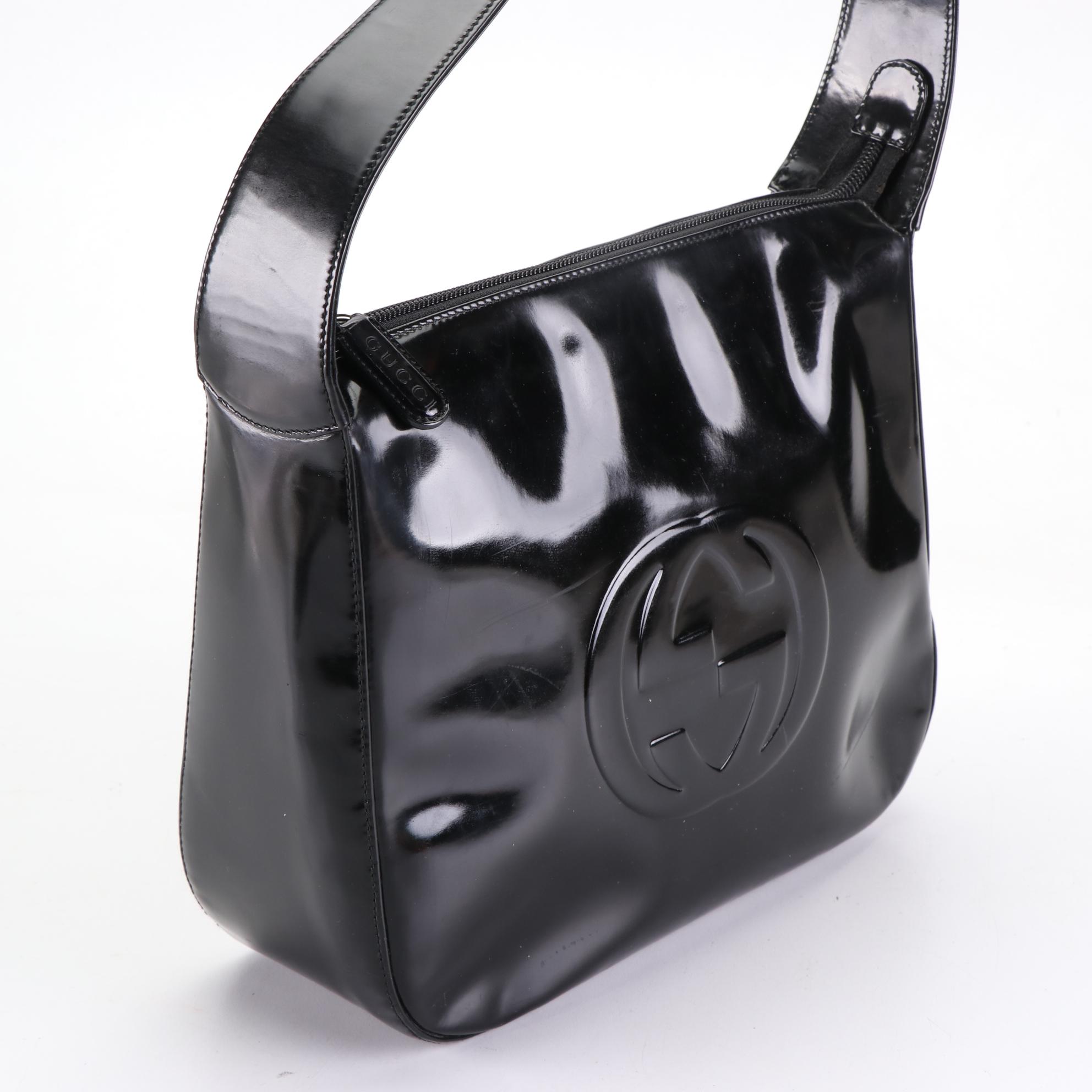 Gucci Glazed Leather Shoulder Bag in Interlocking GG Logo