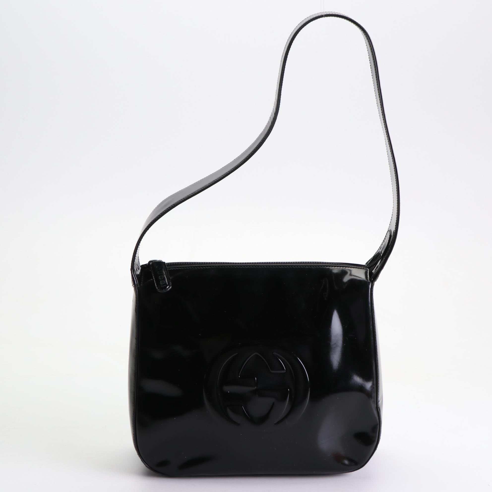 Gucci Glazed Leather Shoulder Bag in Interlocking GG Logo
