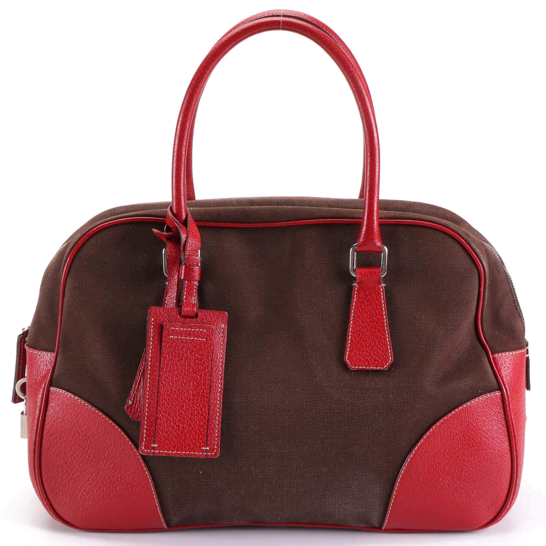 Prada Bowler Bag in Canvas and Leather