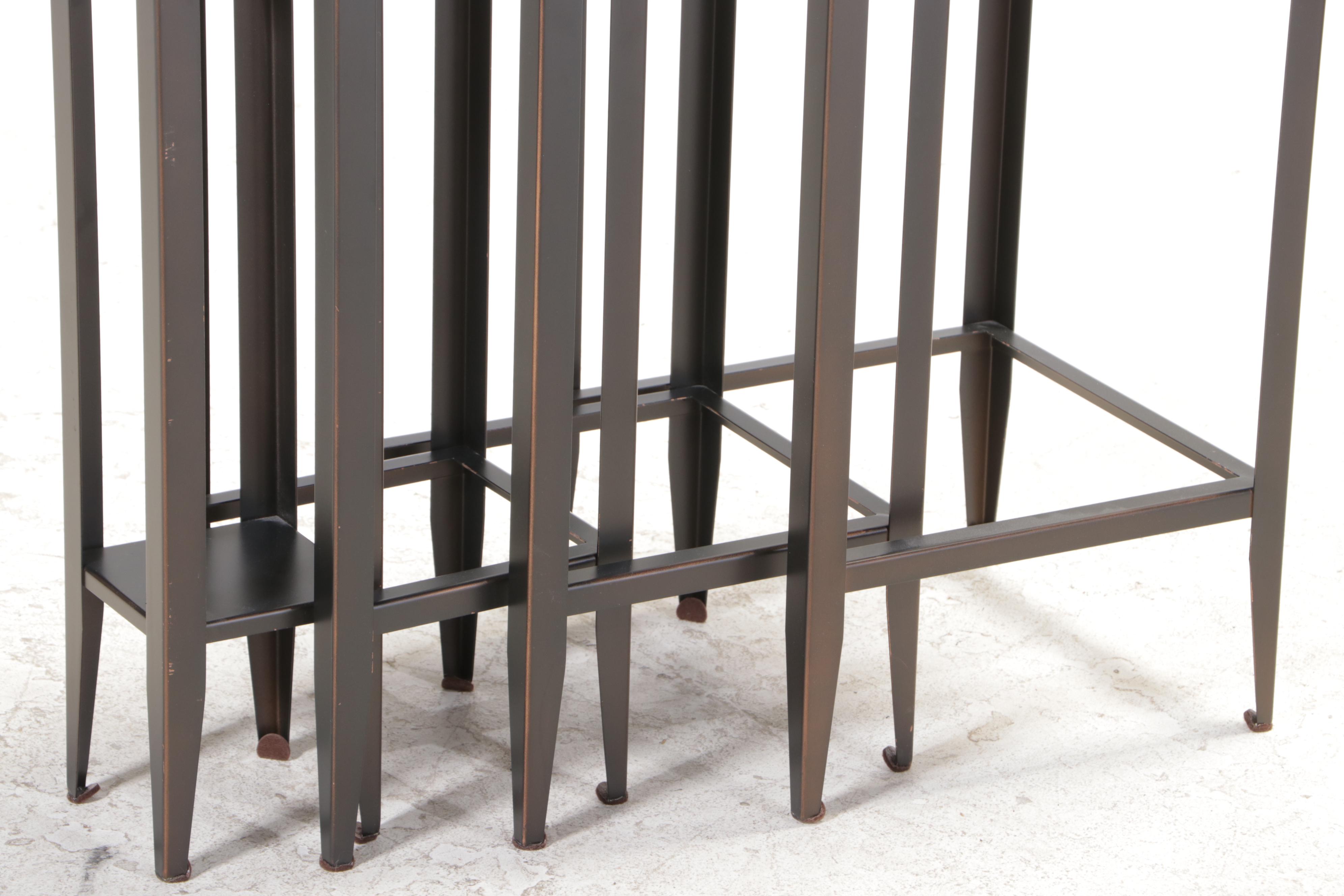 Four Pottery Barn Bronze-Patinated Metal Nesting Tables