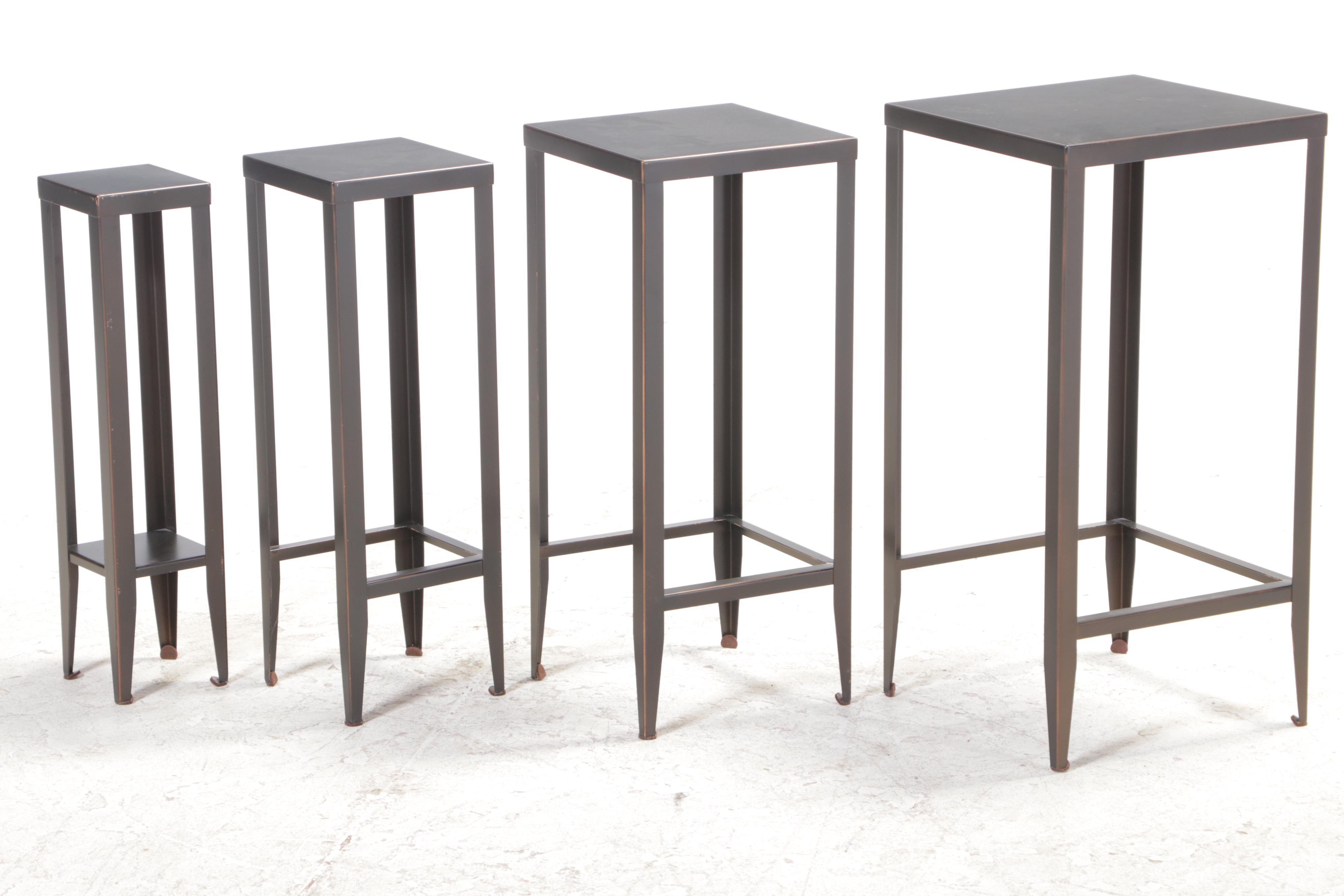 Four Pottery Barn Bronze-Patinated Metal Nesting Tables