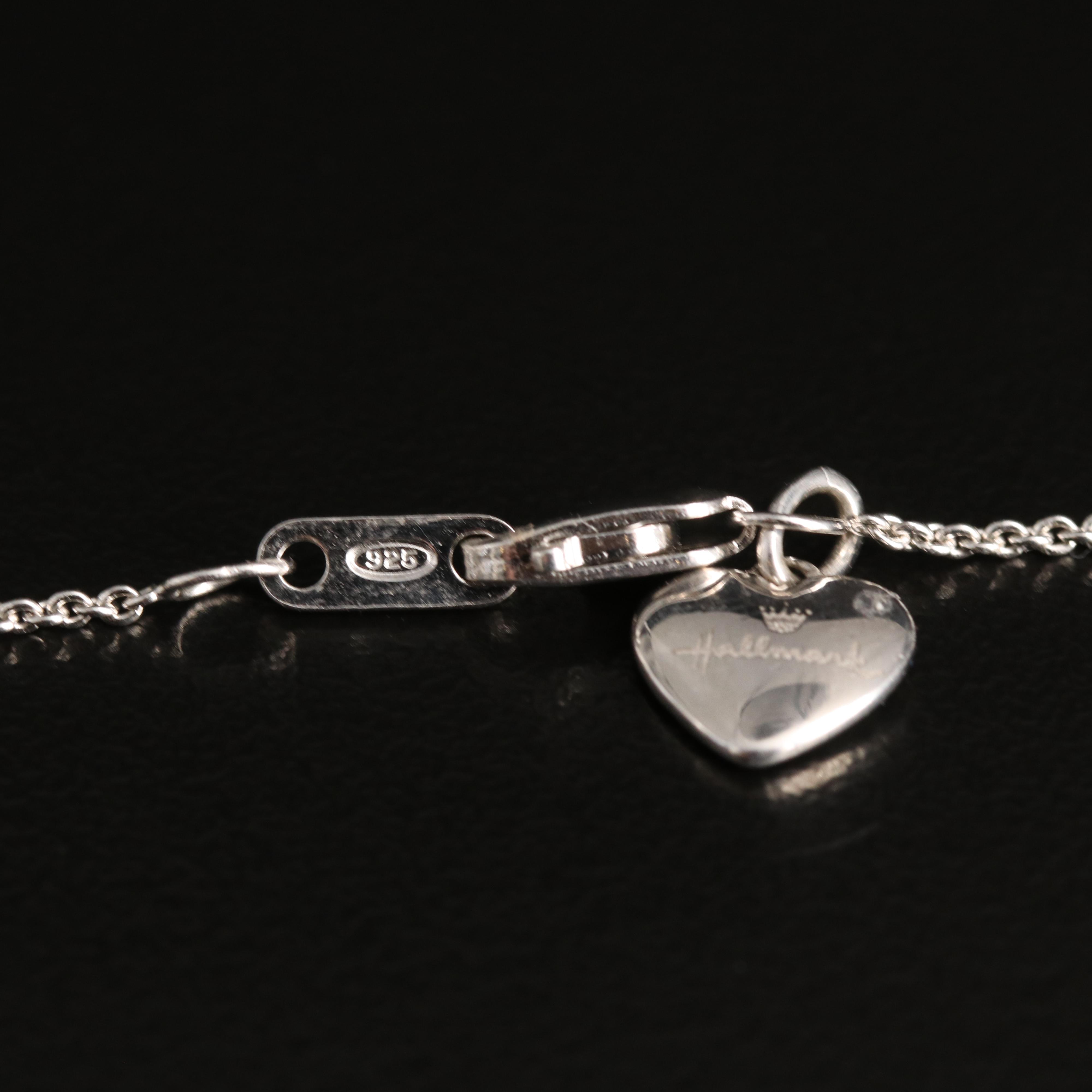 Hallmark Sterling Diamond Mom and Heart Pendant Necklace