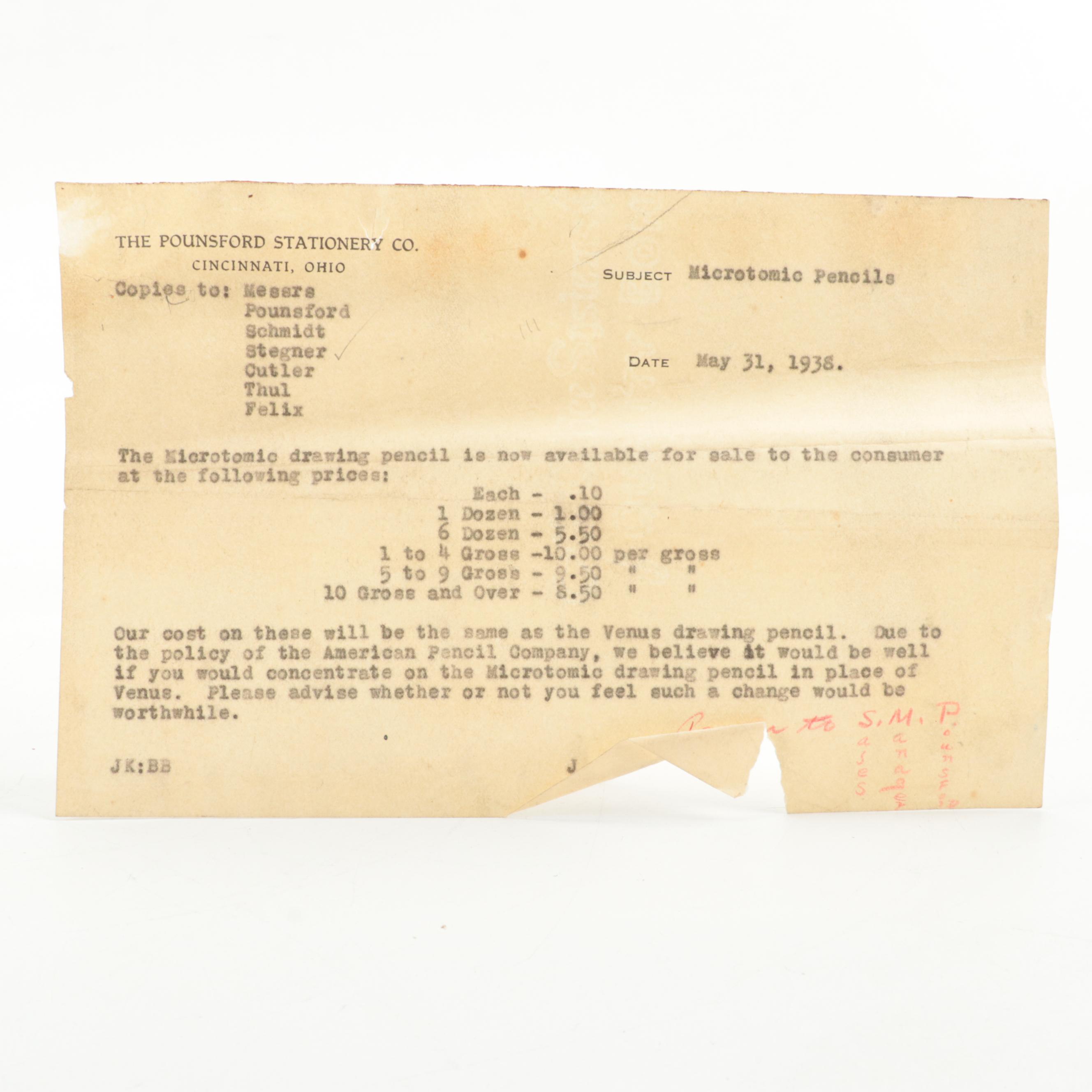 The Cincinnati Pencil Company Pencil Holder, Other Pencils, Embossing Tools